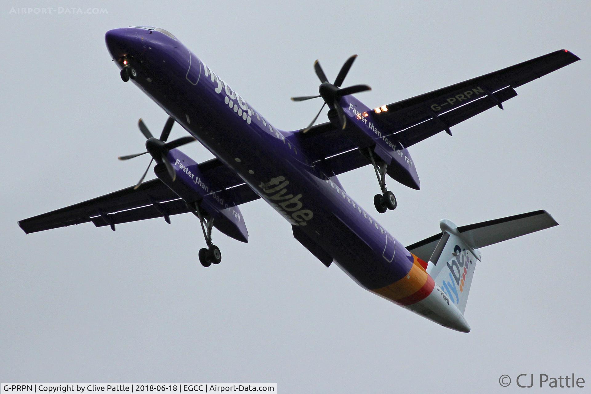 G-PRPN, 2008 Bombardier DHC-8-402 Dash 8 C/N 4213, Late evening landing at Manchester EGCC