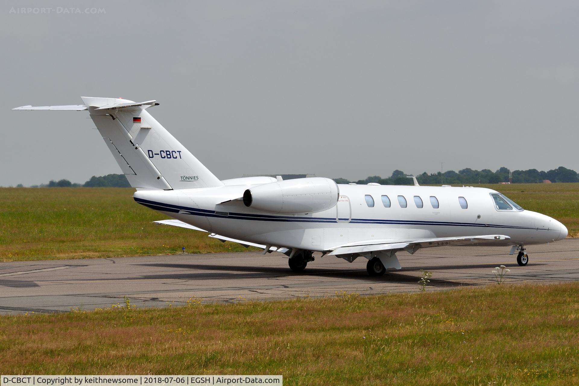 D-CBCT, 2012 Cessna 525C CitationJet CJ4 C/N 525C-0093, Leaving Norwich for Bielefeld.