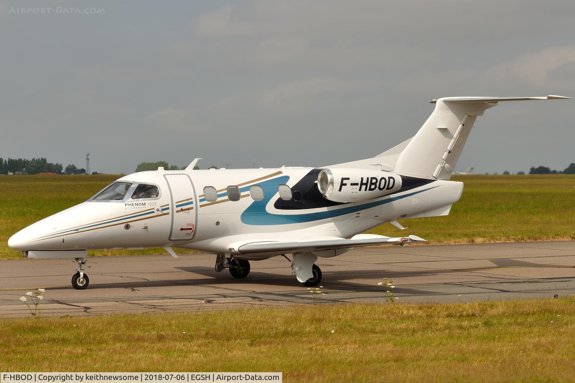 F-HBOD, 2017 Embraer EMB-500 Phenom 100 C/N 50000366, Arriving at Norwich from Bordeaux.