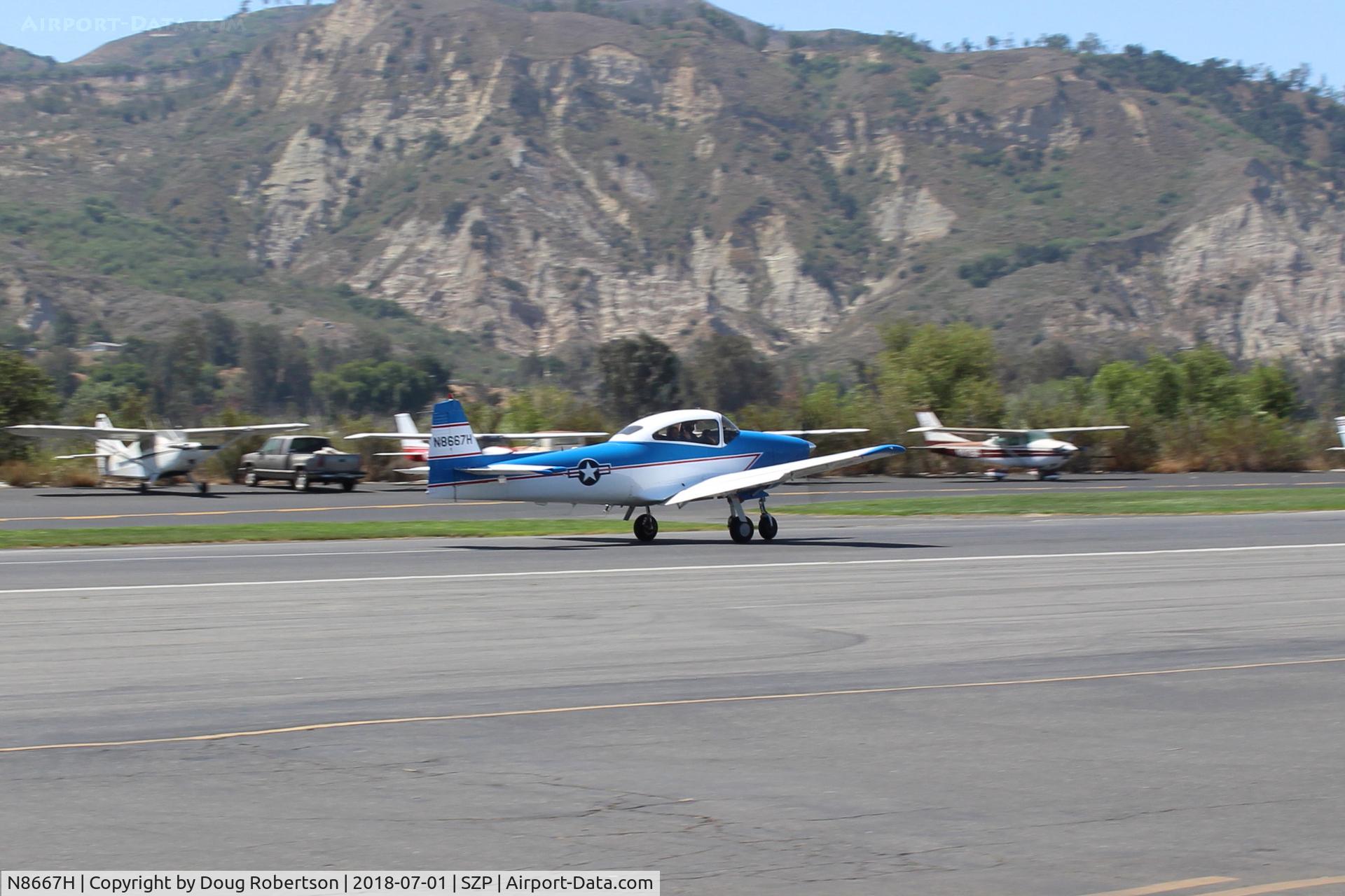 N8667H, 1947 North American Navion C/N NAV-4-667, 1947 North American NAVION, Continental IO-520 285 Hp upgrade, landing roll Rwy 22 Young Eagles flight