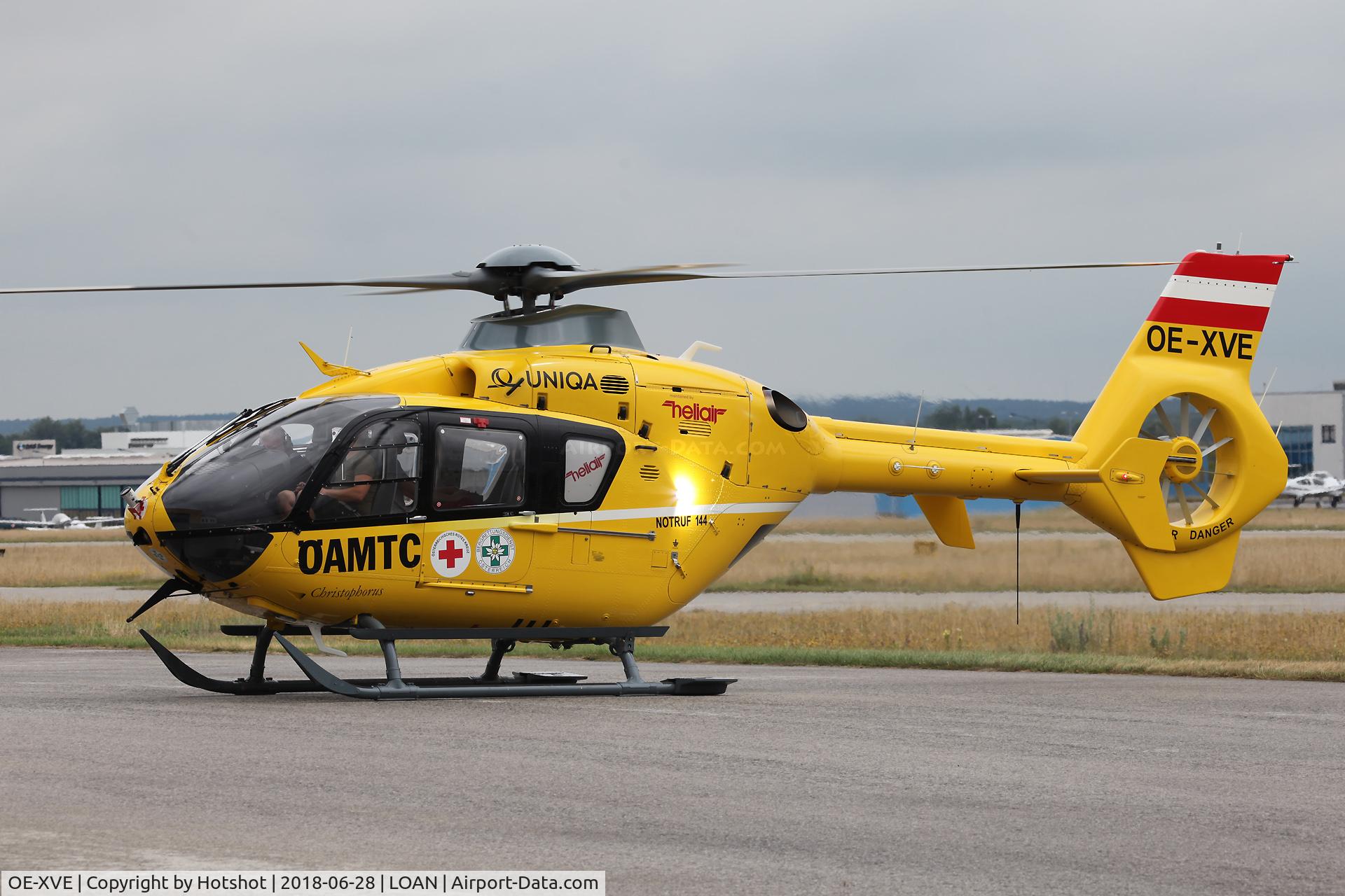 OE-XVE, 2004 Eurocopter EC-135T-2 C/N 0374, Flashing the side beacon during a test flight