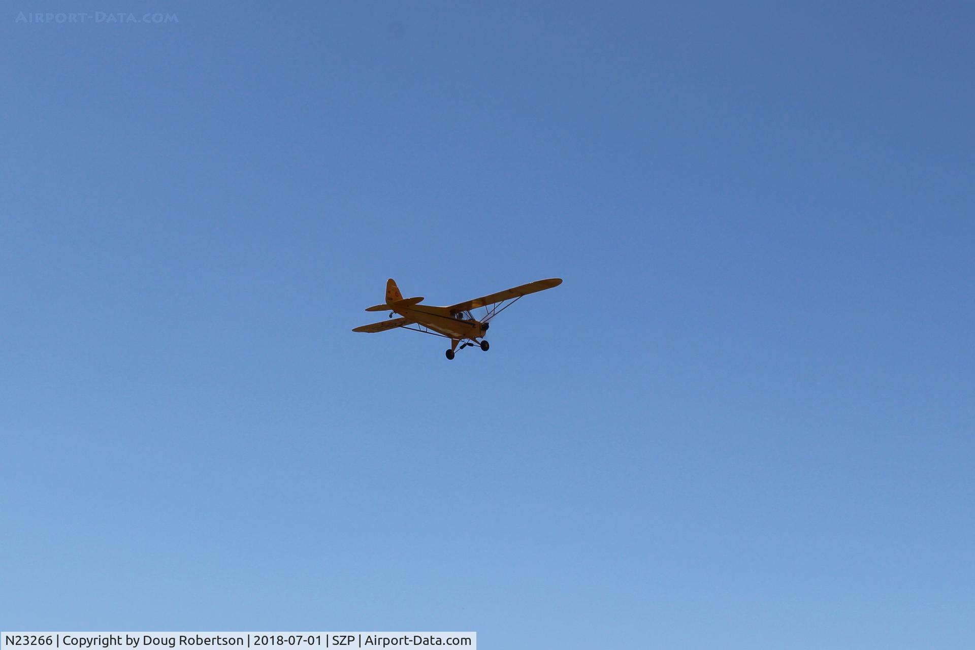 N23266, 1939 Piper J3C-65 Cub Cub C/N 3113, 1939 Piper J3C-65 CUB, Continental A&C65 65 Hp, takeoff climb Rwy 22