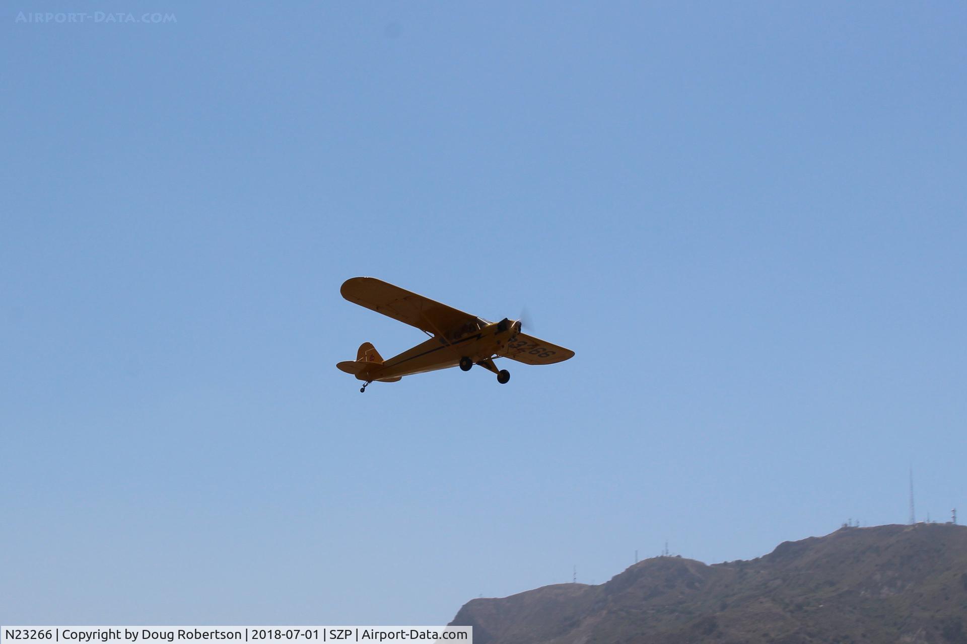N23266, 1939 Piper J3C-65 Cub Cub C/N 3113, 1939 Piper J3C-65 CUB, Continental A&C65 65 Hp, takeoff climb Rwy 22