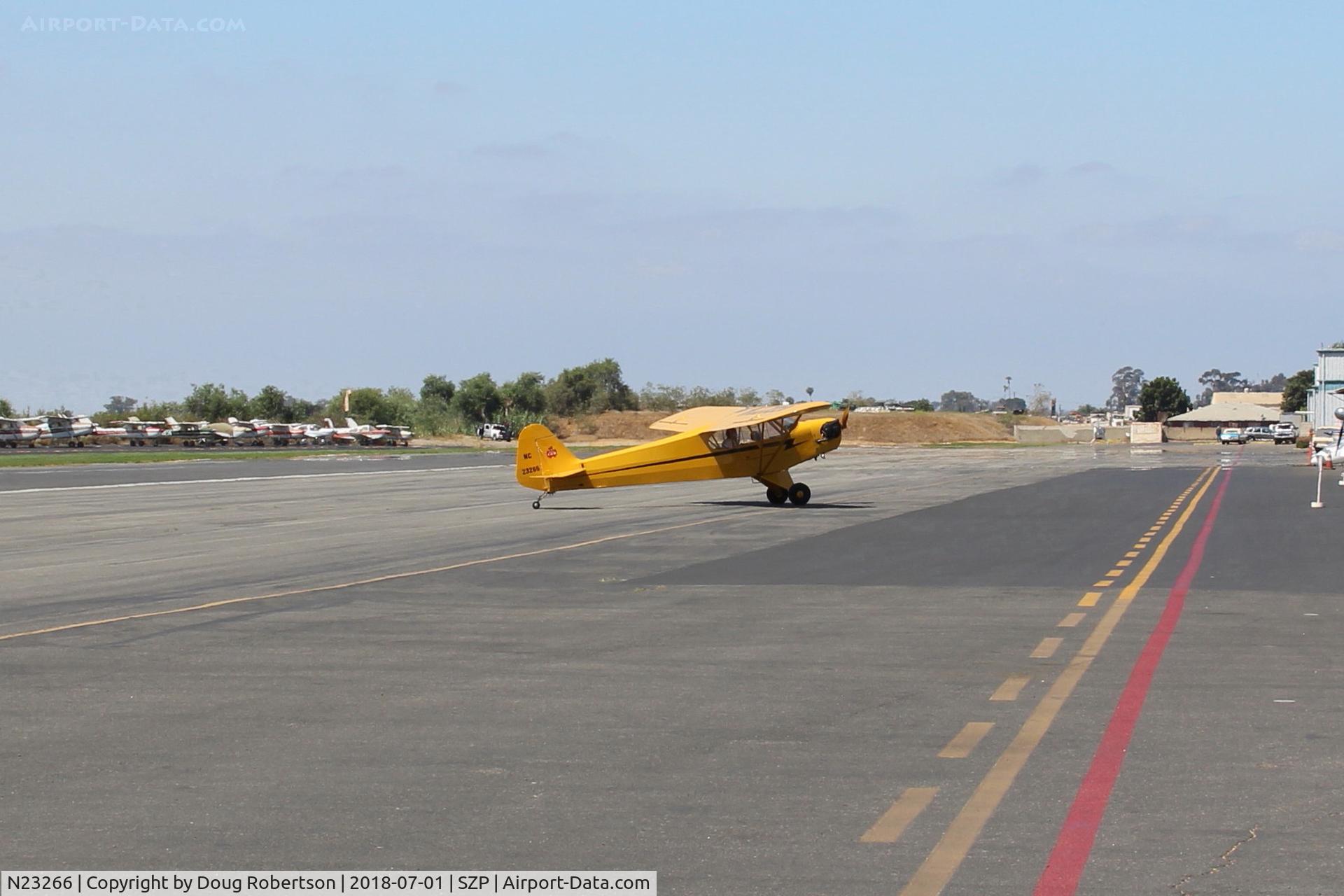 N23266, 1939 Piper J3C-65 Cub Cub C/N 3113, 1939 Piper J3C-65 CUB, Continental A&C65 65 Hp, taxi off the active
