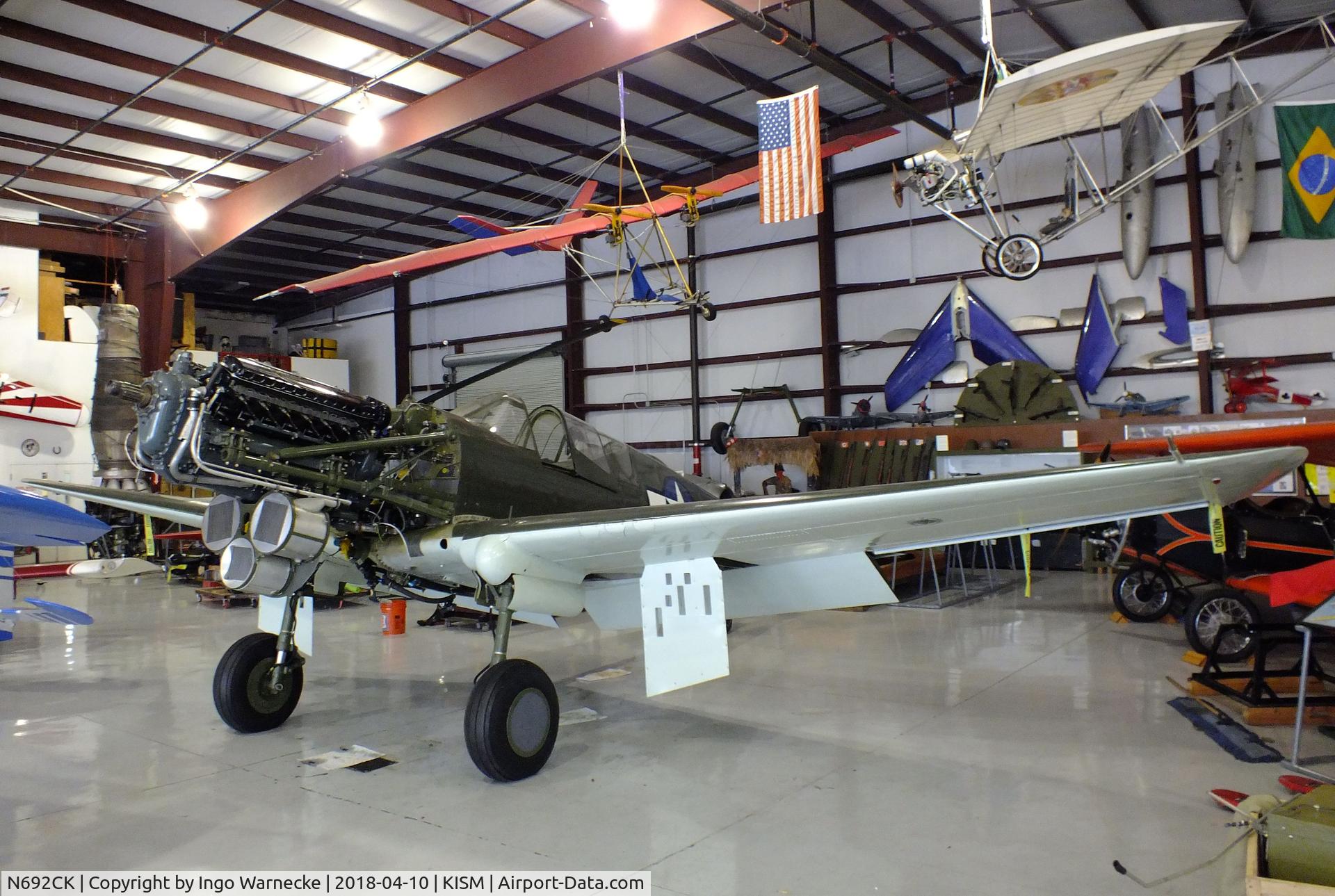 N692CK, 1945 Curtiss P-40N Warhawk C/N 692N, Curtiss P-40N Warhawk undergoing maintenance/restoration at the Kissimmee Air Museum, Orlando FL