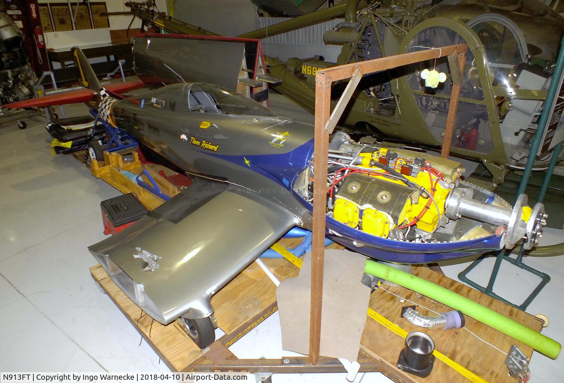 N913FT, Reberry 3M1C1R C/N 013, Reberry 3M1C1R racer (minus prop, outer wings dismounted, still showing the damage of the 2016 collision) at the Kissimmee Air Museum, Orlando FL