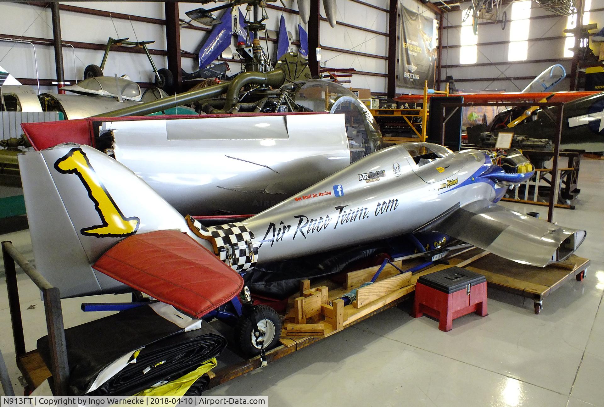 N913FT, Reberry 3M1C1R C/N 013, Reberry 3M1C1R racer (minus prop, outer wings dismounted, still showing the damage of the 2016 collision) at the Kissimmee Air Museum, Orlando FL