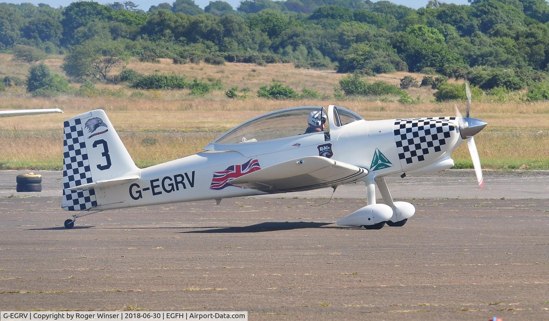 G-EGRV, 2007 Vans RV-8 C/N PFA 303-13639, Raven 3 departing to display with 5-ship Team Raven on day 1 of WNAS18.