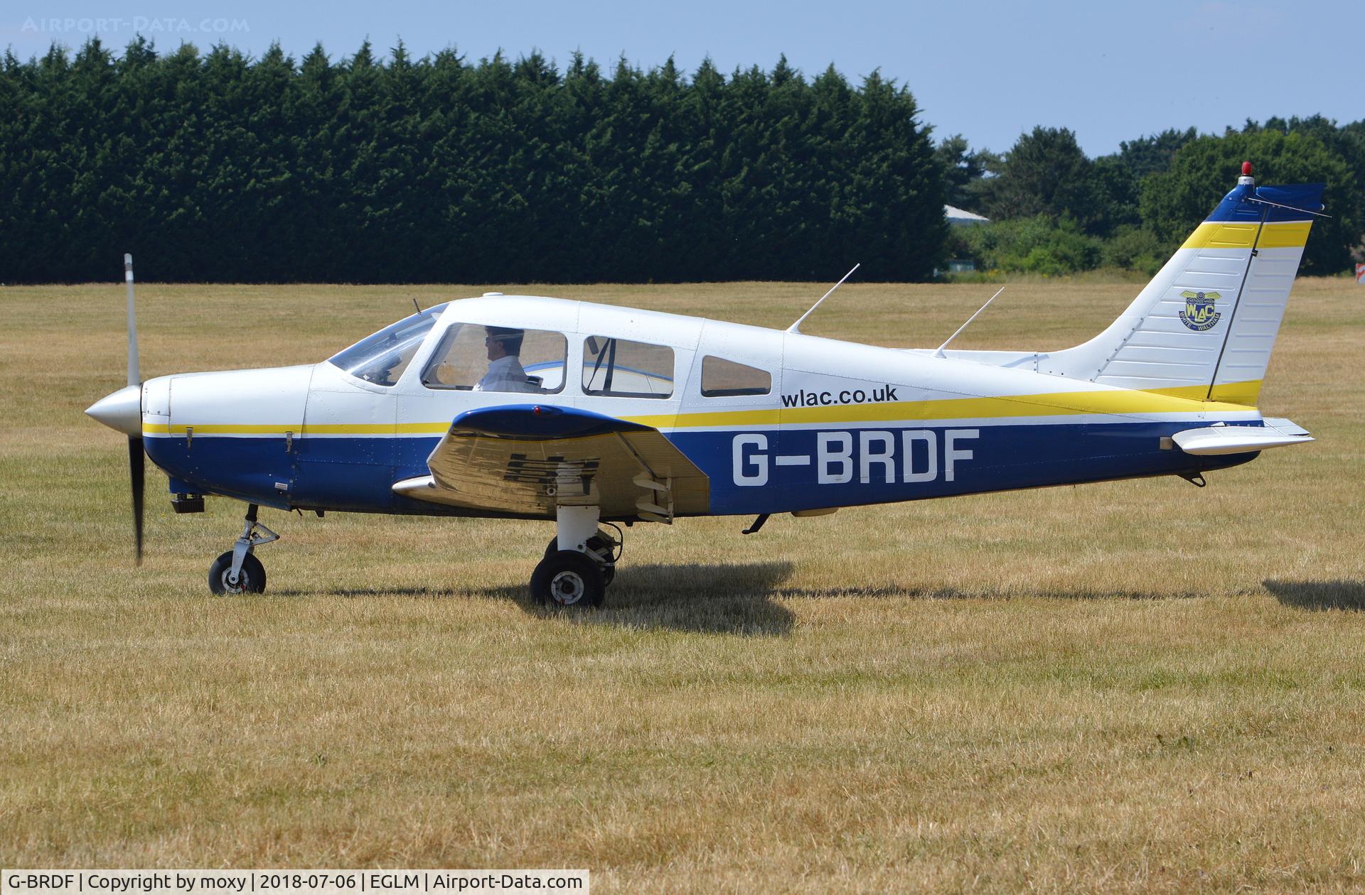 G-BRDF, 1977 Piper PA-28-161 Cherokee Warrior II C/N 28-7716085, Piper PA-28-161 Cherokee Warrior II at White Waltham. Ex N1139Q