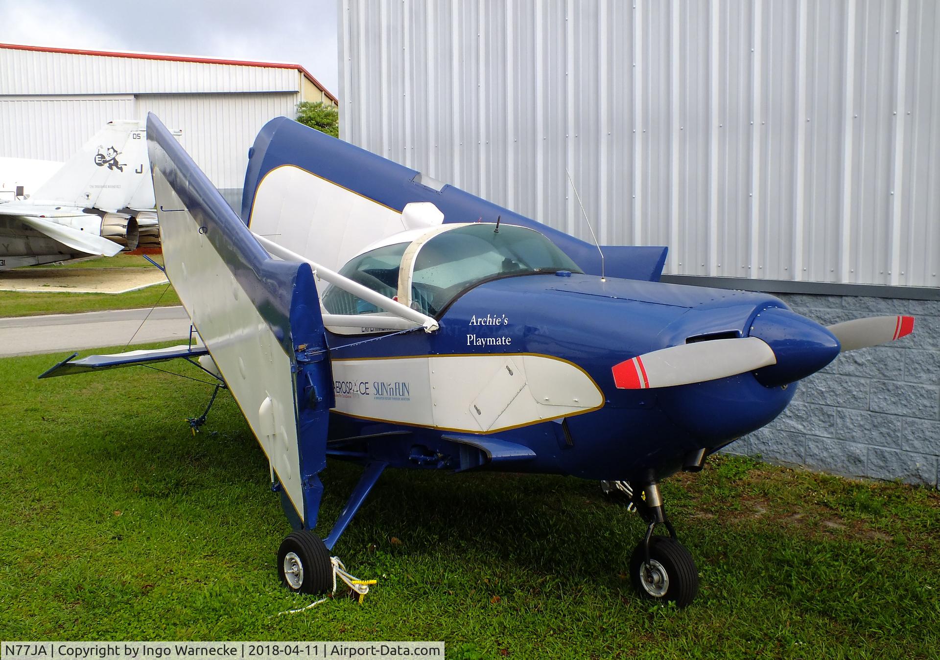 N77JA, 1974 Stits SA-11A Playmate C/N 126, Stitts SA-11A Playmate outside the Florida Air Museum (ex ISAM) during 2018 Sun 'n Fun, Lakeland FL