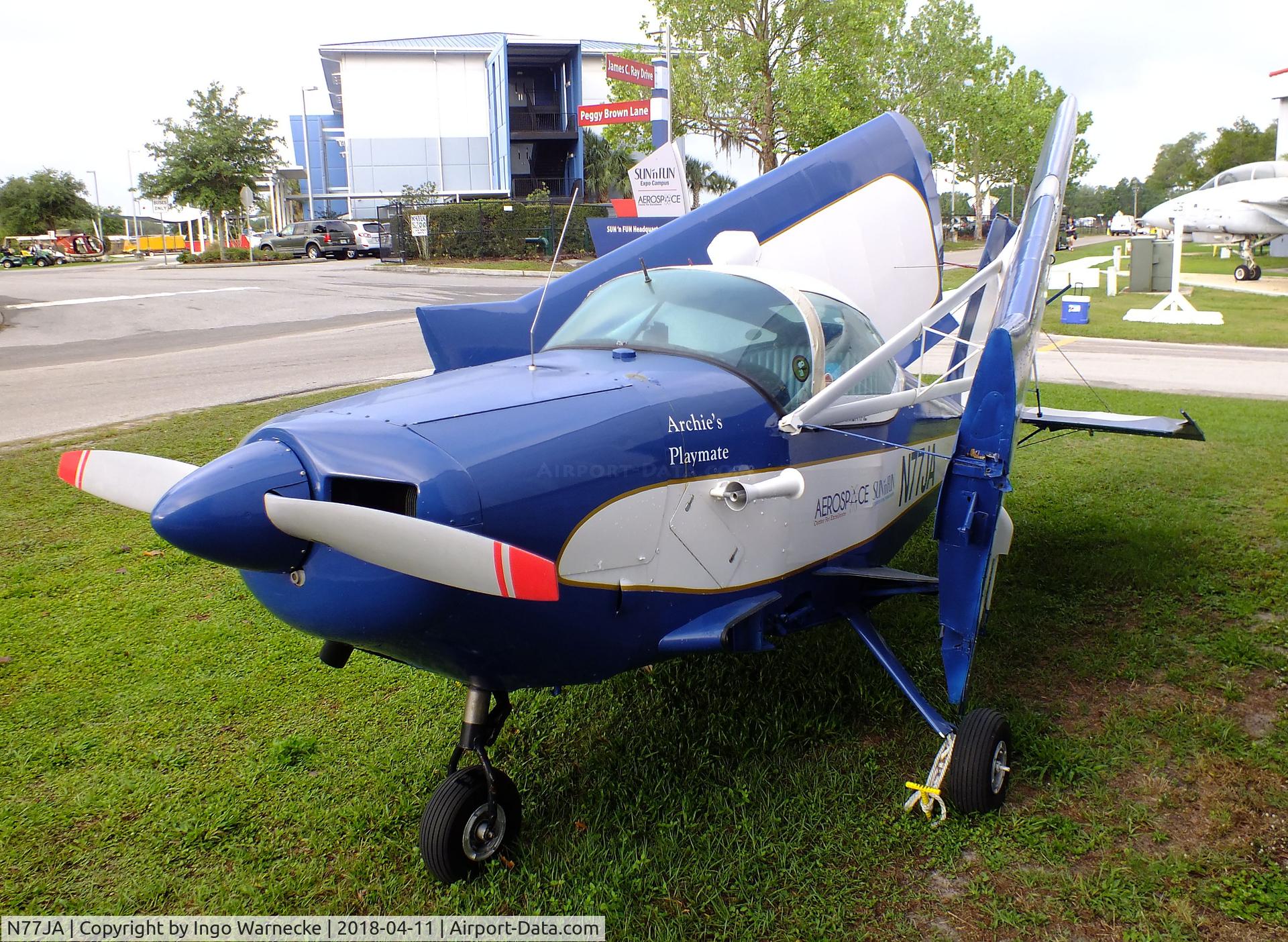 N77JA, 1974 Stits SA-11A Playmate C/N 126, Stitts SA-11A Playmate outside the Florida Air Museum (ex ISAM) during 2018 Sun 'n Fun, Lakeland FL