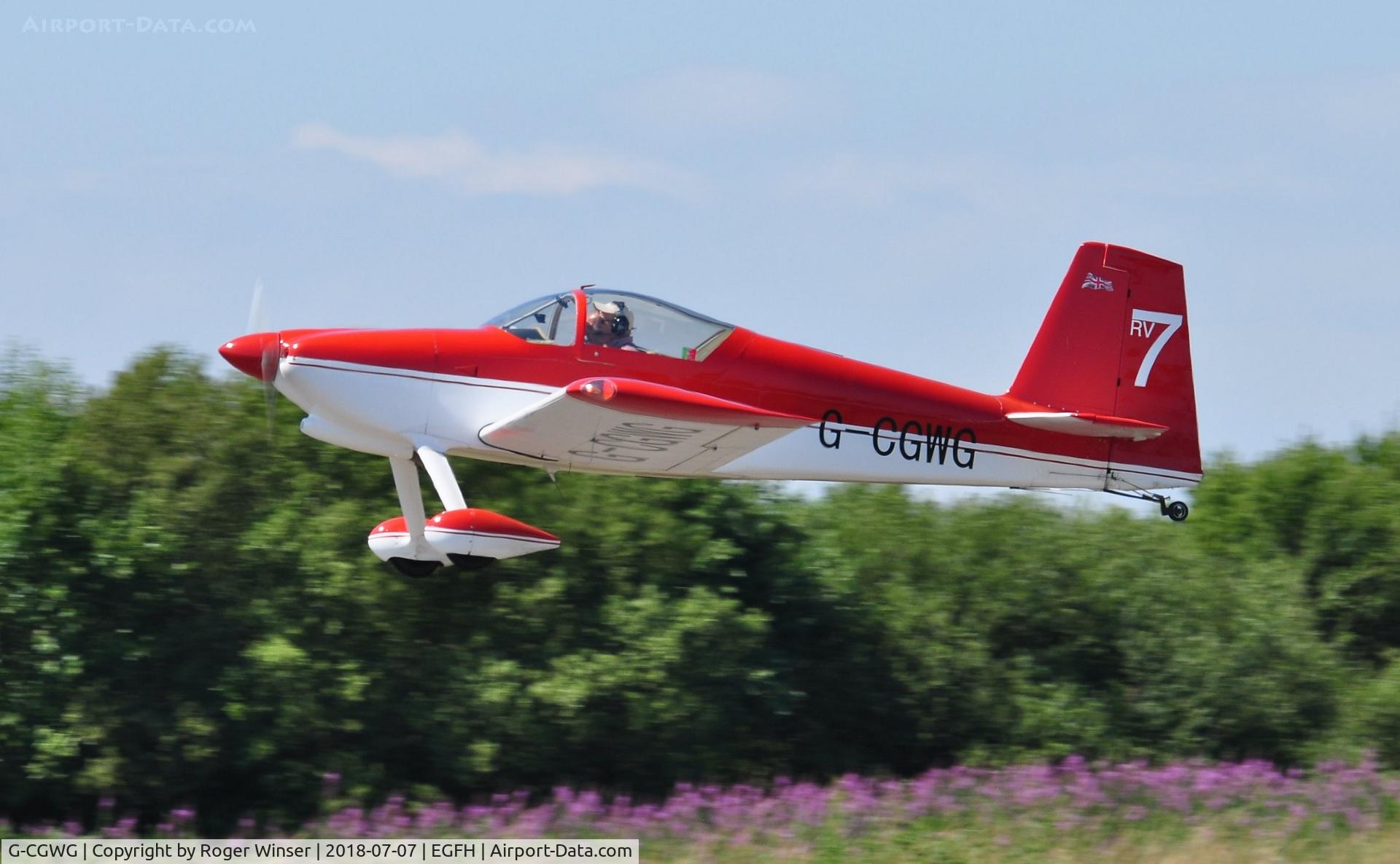 G-CGWG, 2011 Vans RV-7 C/N PFA 323-14486, Resident Vans RV-7 aircraft departing Runway 22.