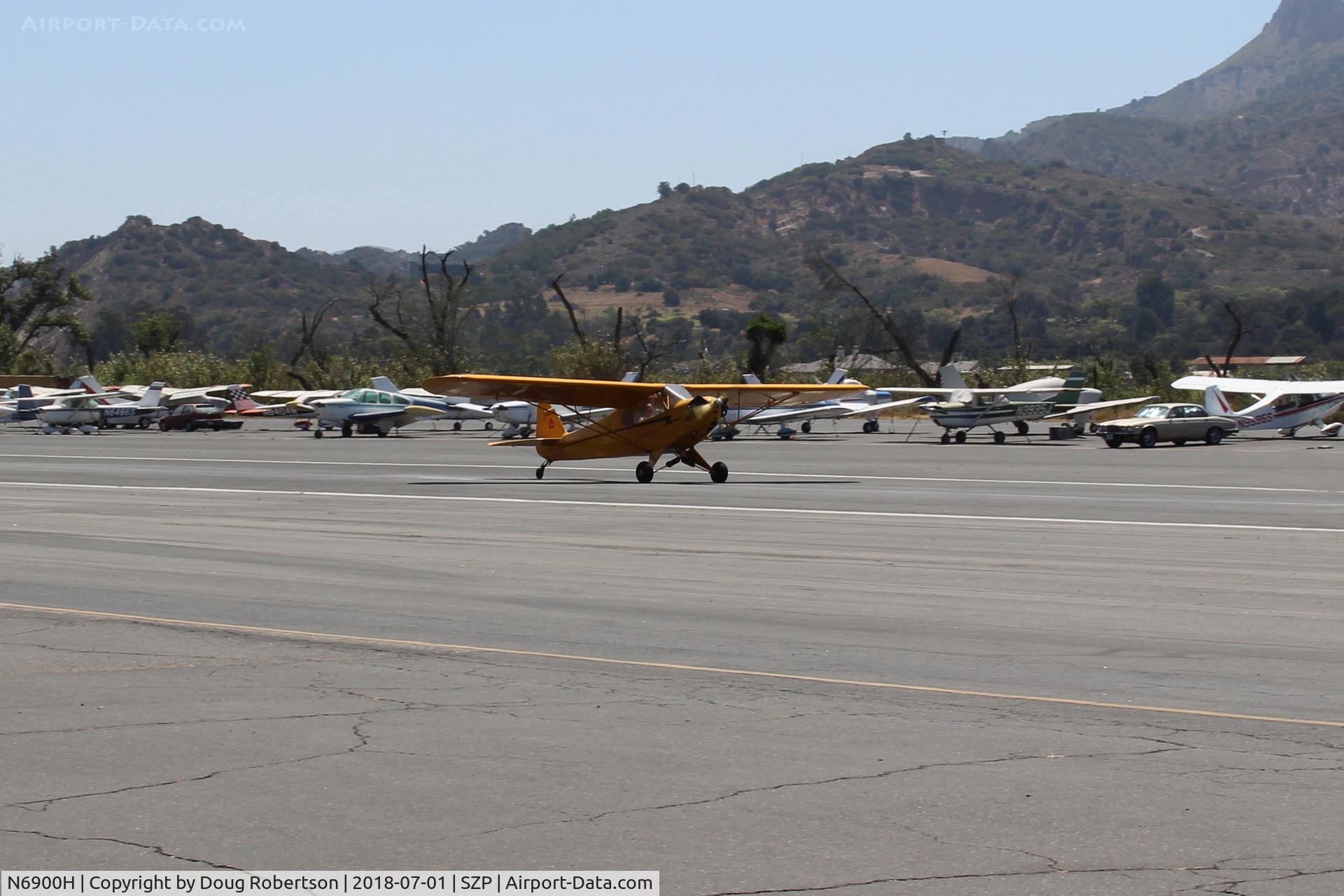 N6900H, 1946 Piper J3C-65 Cub Cub C/N 20129, 1946 Piper J3C-65 CUB, Lycoming O-290 135 Hp  upgrade by STC, landing roll Rwy 22
