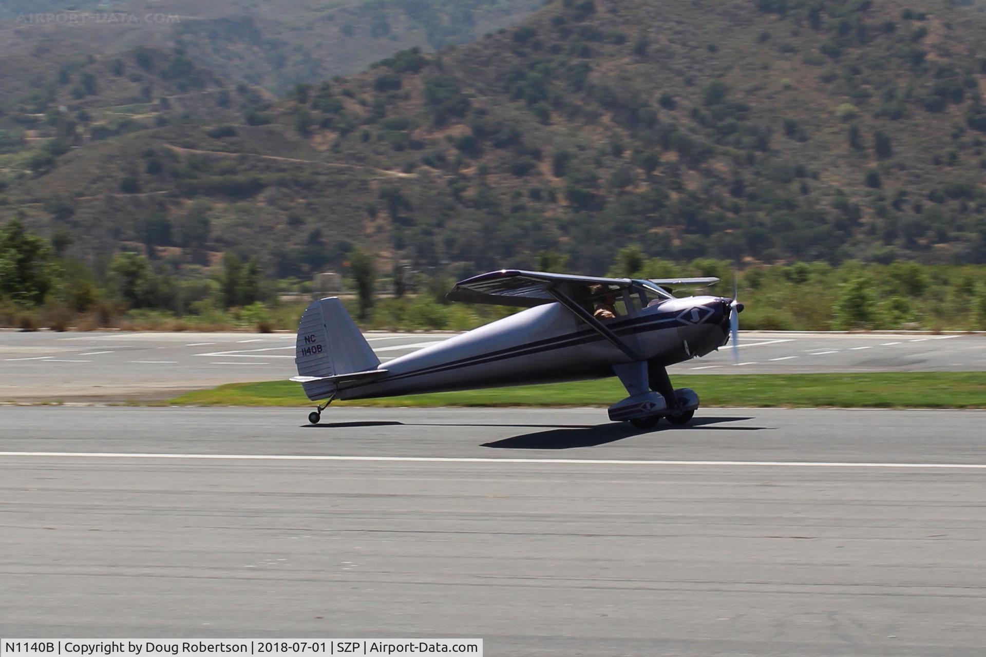 N1140B, 1947 Luscombe 8A C/N 5767, 1947 Luscombe 8A, Continental A&C65 65 Hp, landing roll Rwy 22. This aircraft has been fully painted over the original shiny aluminum original factory construction.