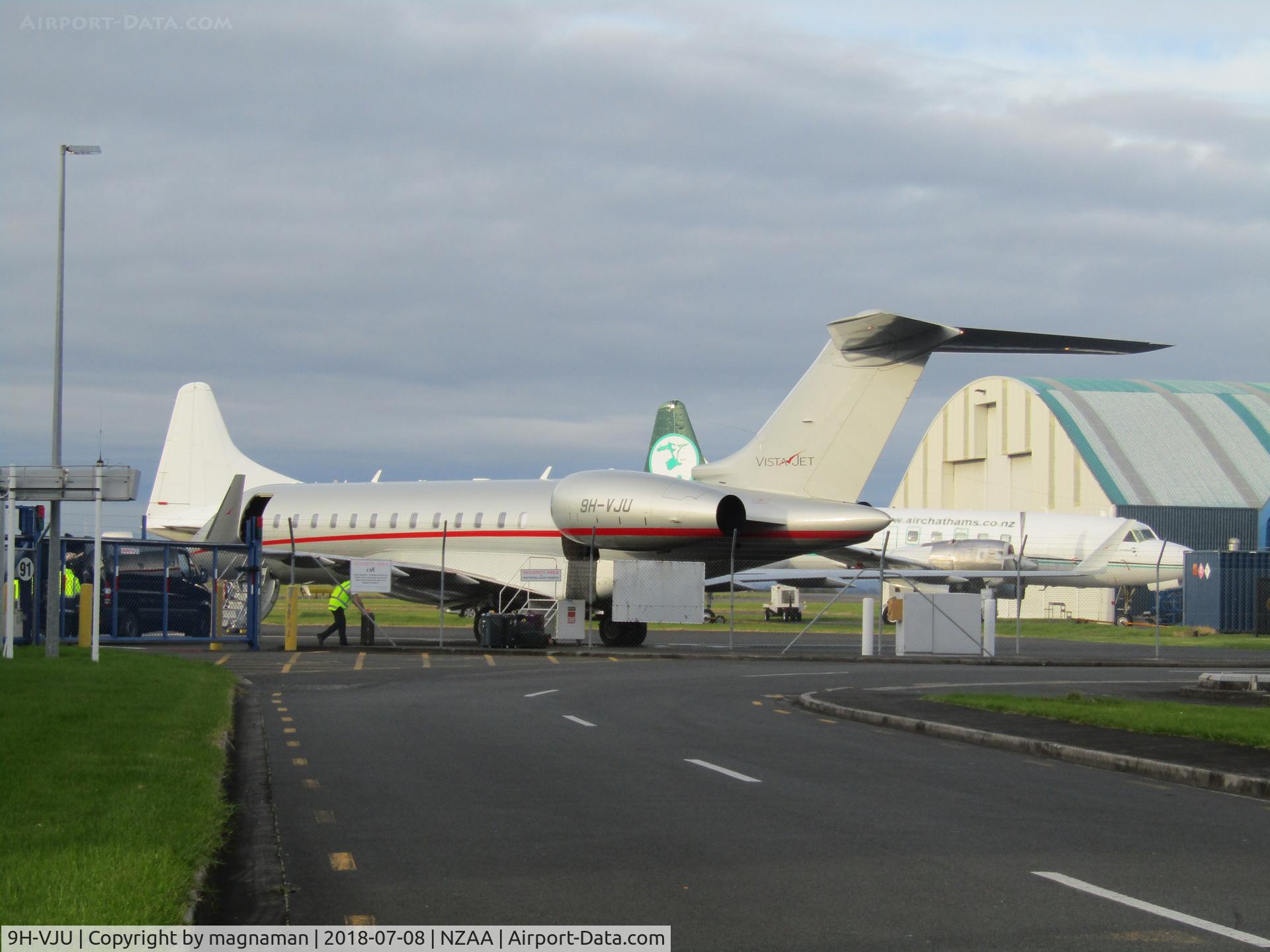 9H-VJU, 2015 Bombardier BD-700-1A10 Global 6000 C/N 9724, getting ready to leave AKL this morning
