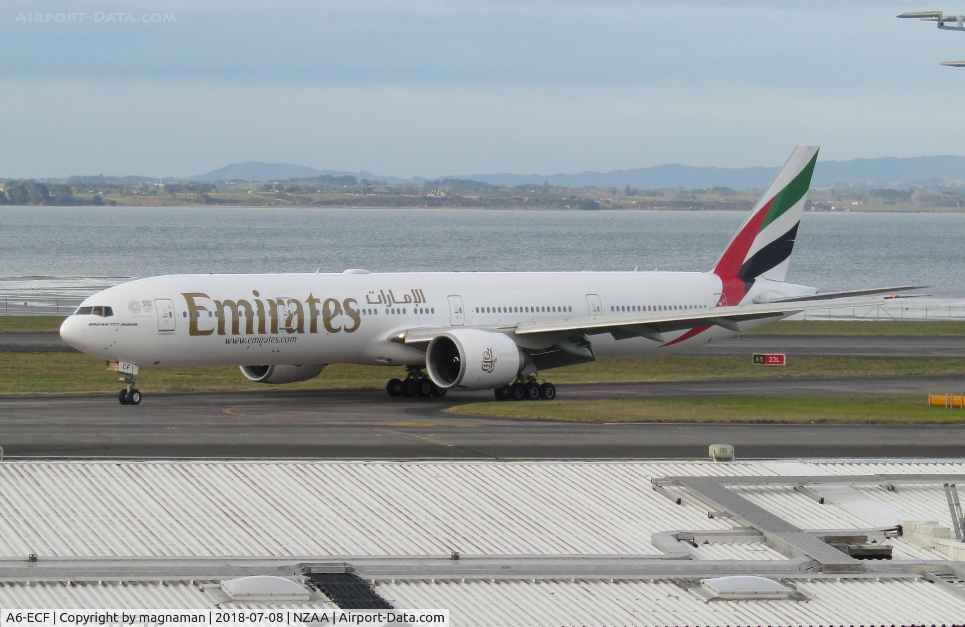 A6-ECF, 2007 Boeing 777-36H/ER C/N 35574, slowing down on runway