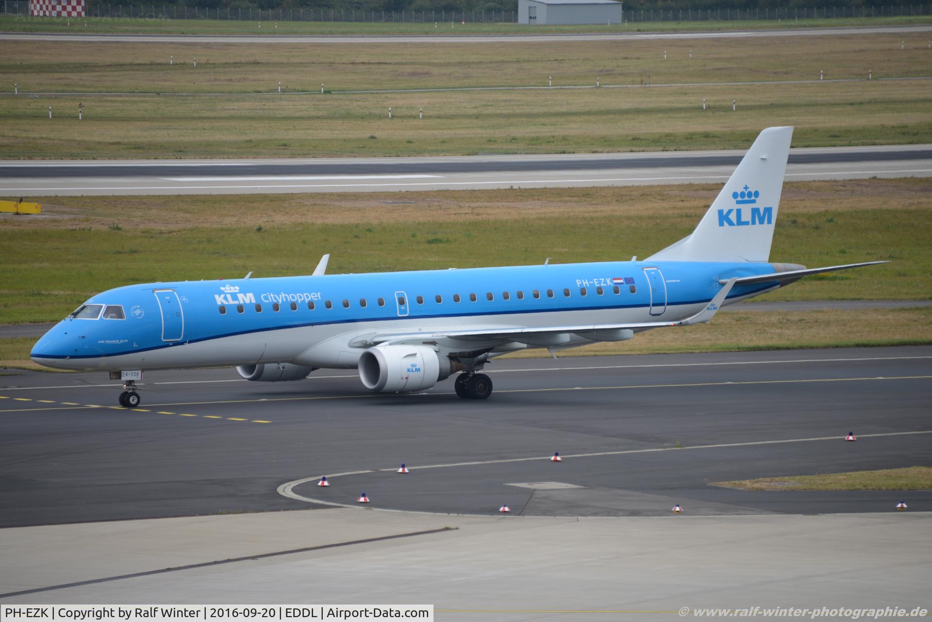 PH-EZK, 2009 Embraer 190LR (ERJ-190-100LR) C/N 19000326, Embrear ERJ-190STD 190-100 - WA KLC KLM Cityhopper - 19000326 - PH-EZK - 20.09.2016 - DUS