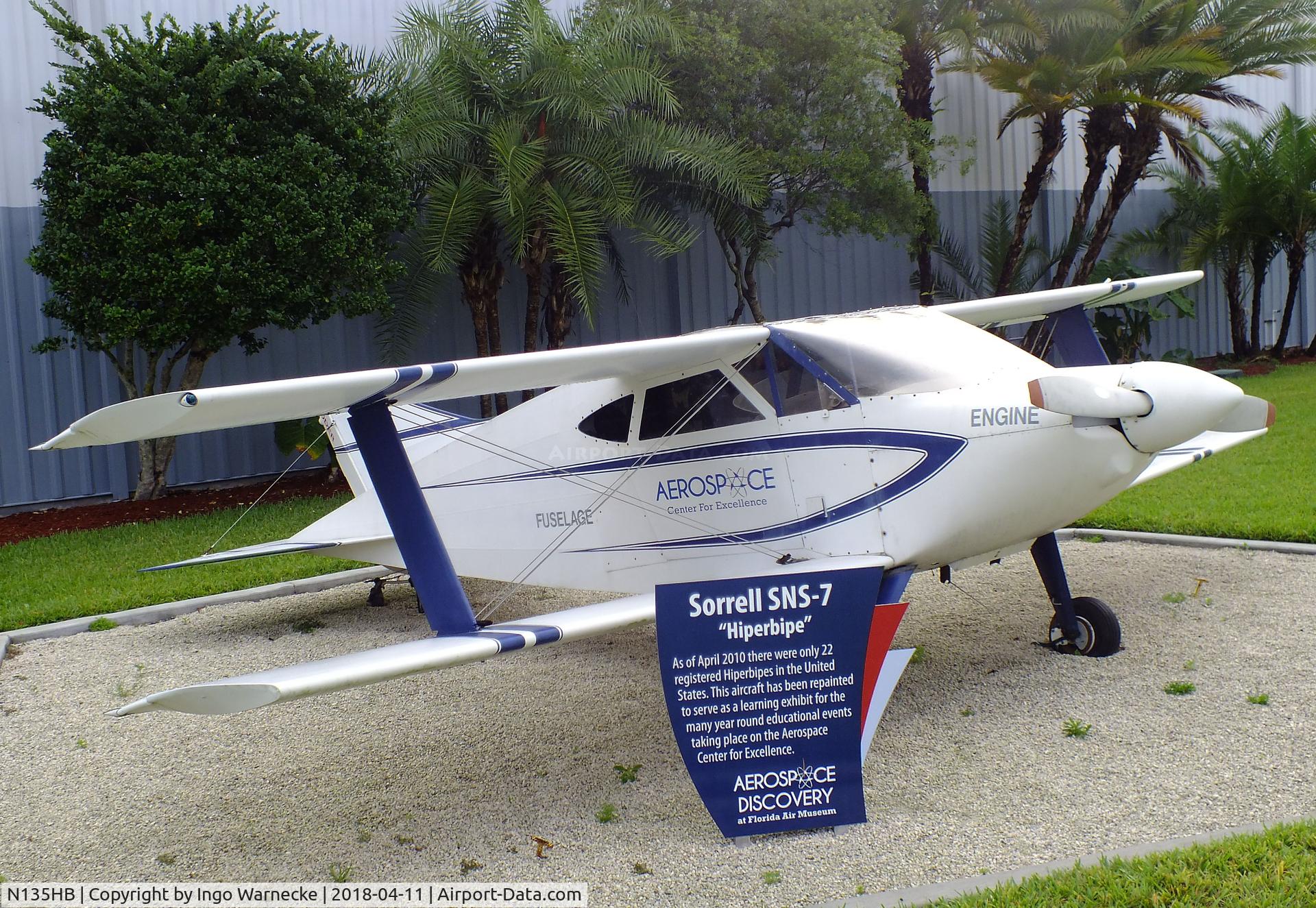 N135HB, 1995 Sorrell SNS-7 Hiperbipe C/N 207, Sorrell SNS-7 Hiperbipe outside the Florida Air Museum (ex ISAM) during 2018 Sun 'n Fun, Lakeland FL