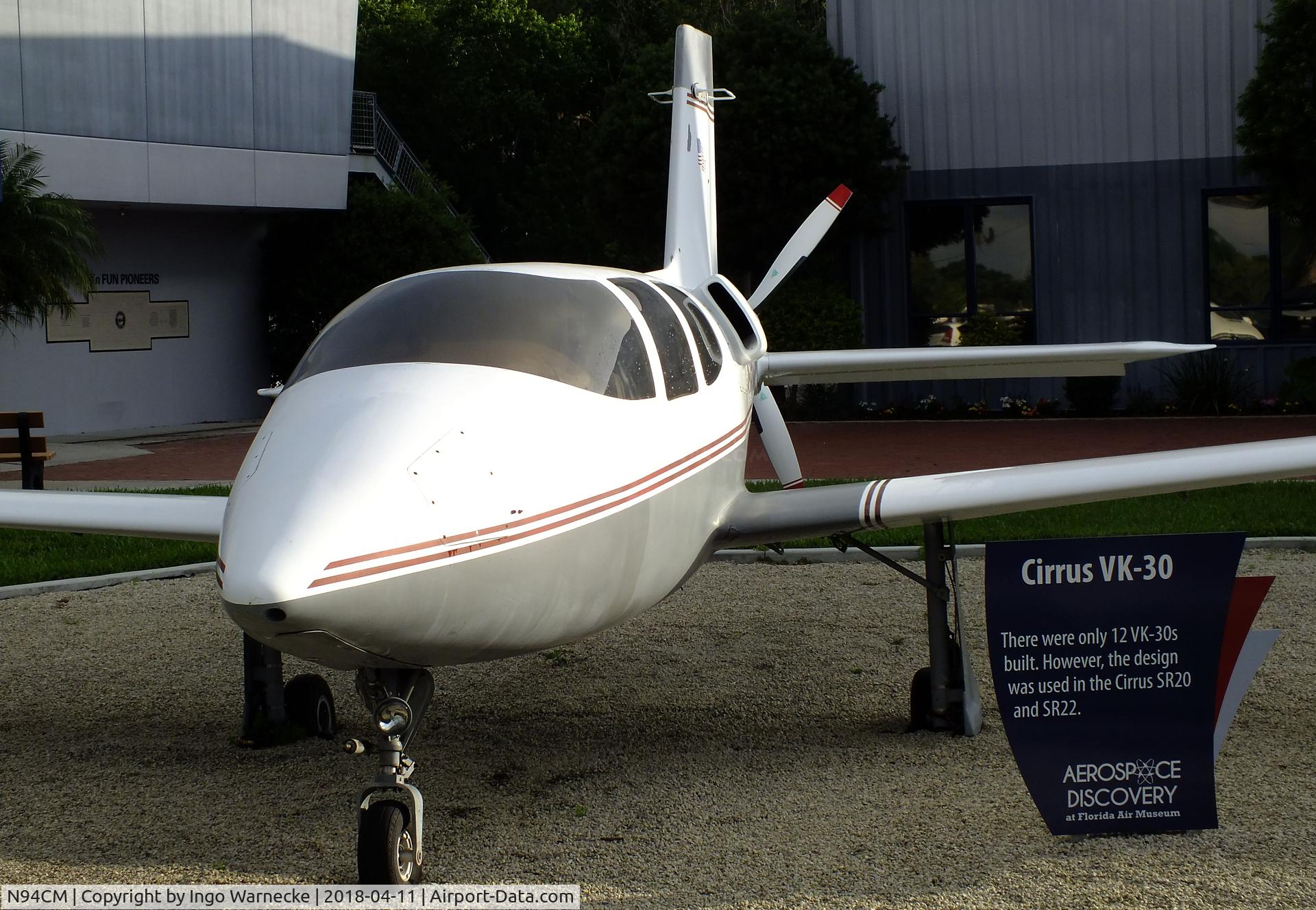 N94CM, 1993 Cirrus VK-30 C/N 9105, Cirrus VK-30 outside the Florida Air Museum (ex ISAM) during 2018 Sun 'n Fun, Lakeland FL
