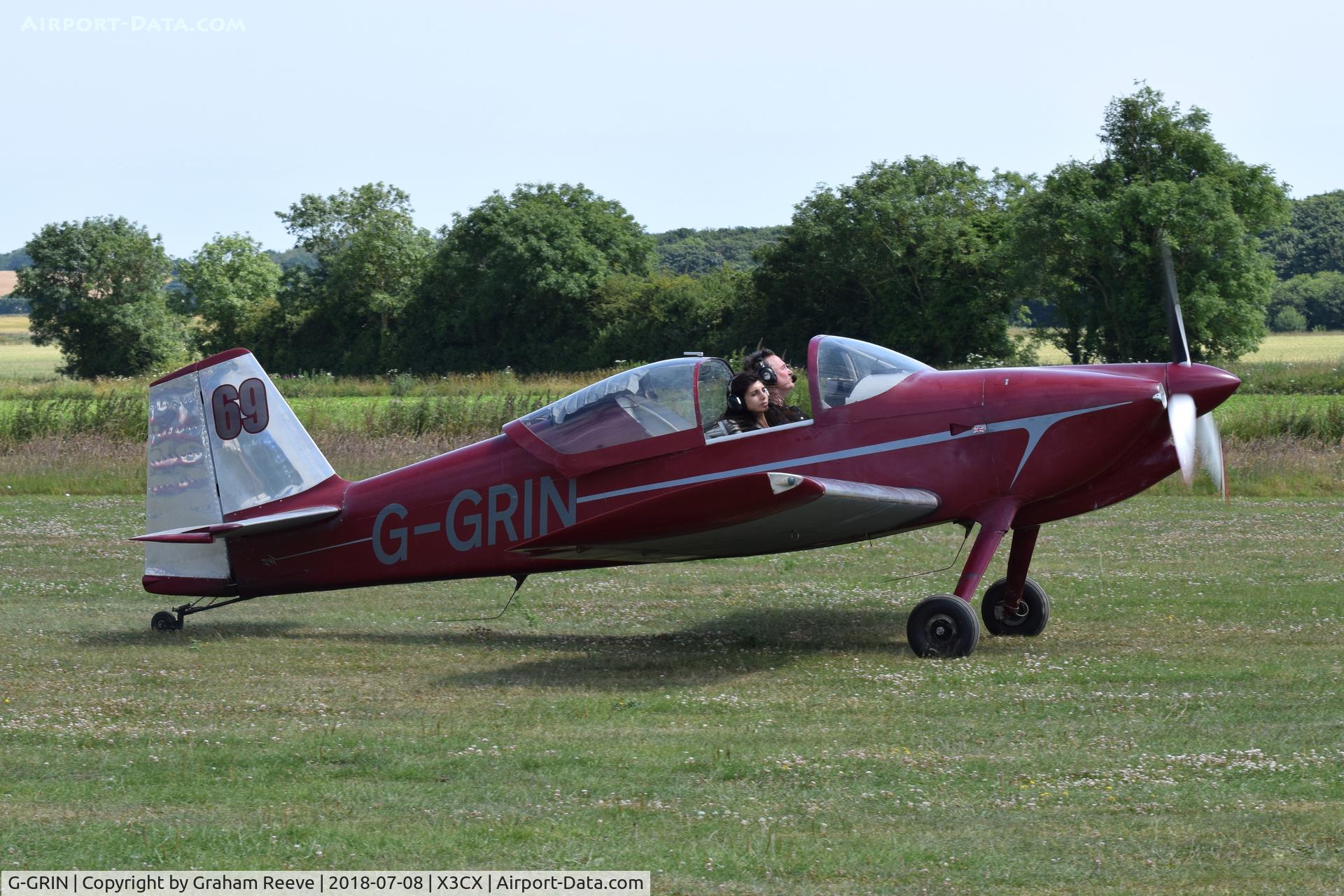 G-GRIN, 1999 Vans RV-6 C/N PFA 181-12409, Just landed at Northrepps.