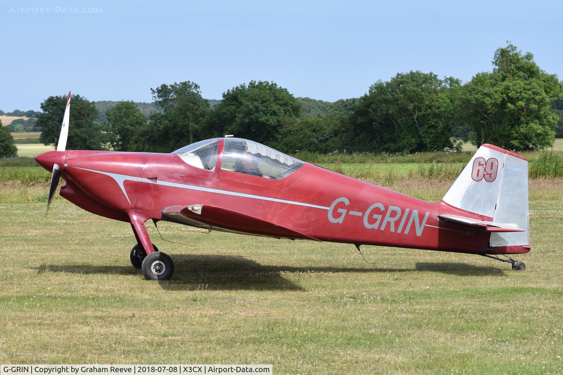 G-GRIN, 1999 Vans RV-6 C/N PFA 181-12409, Departing from Northrepps.