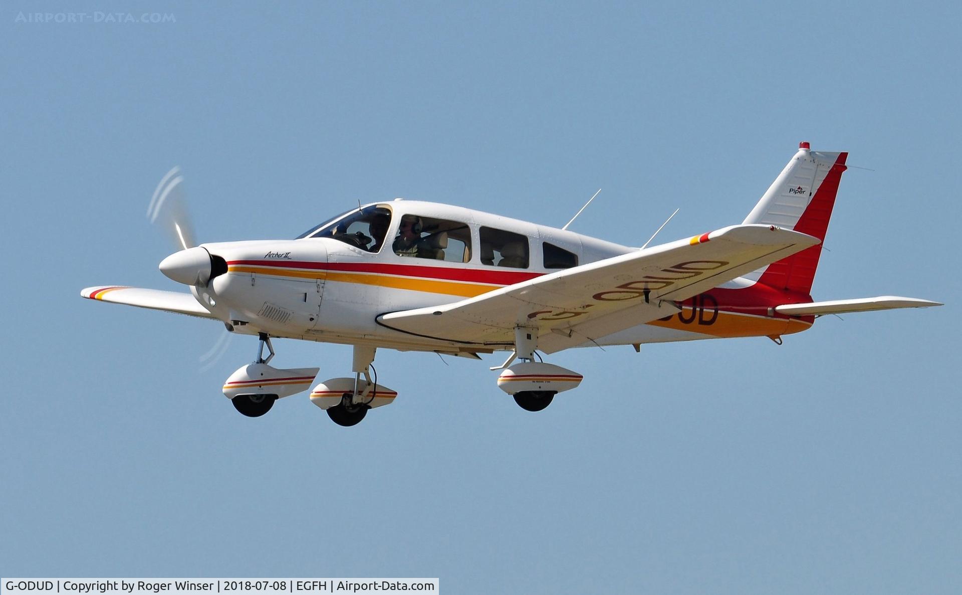 G-ODUD, 1977 Piper PA-28-181 Cherokee Archer II C/N 28-7790107, Visiting Archer II departing Runway 22.