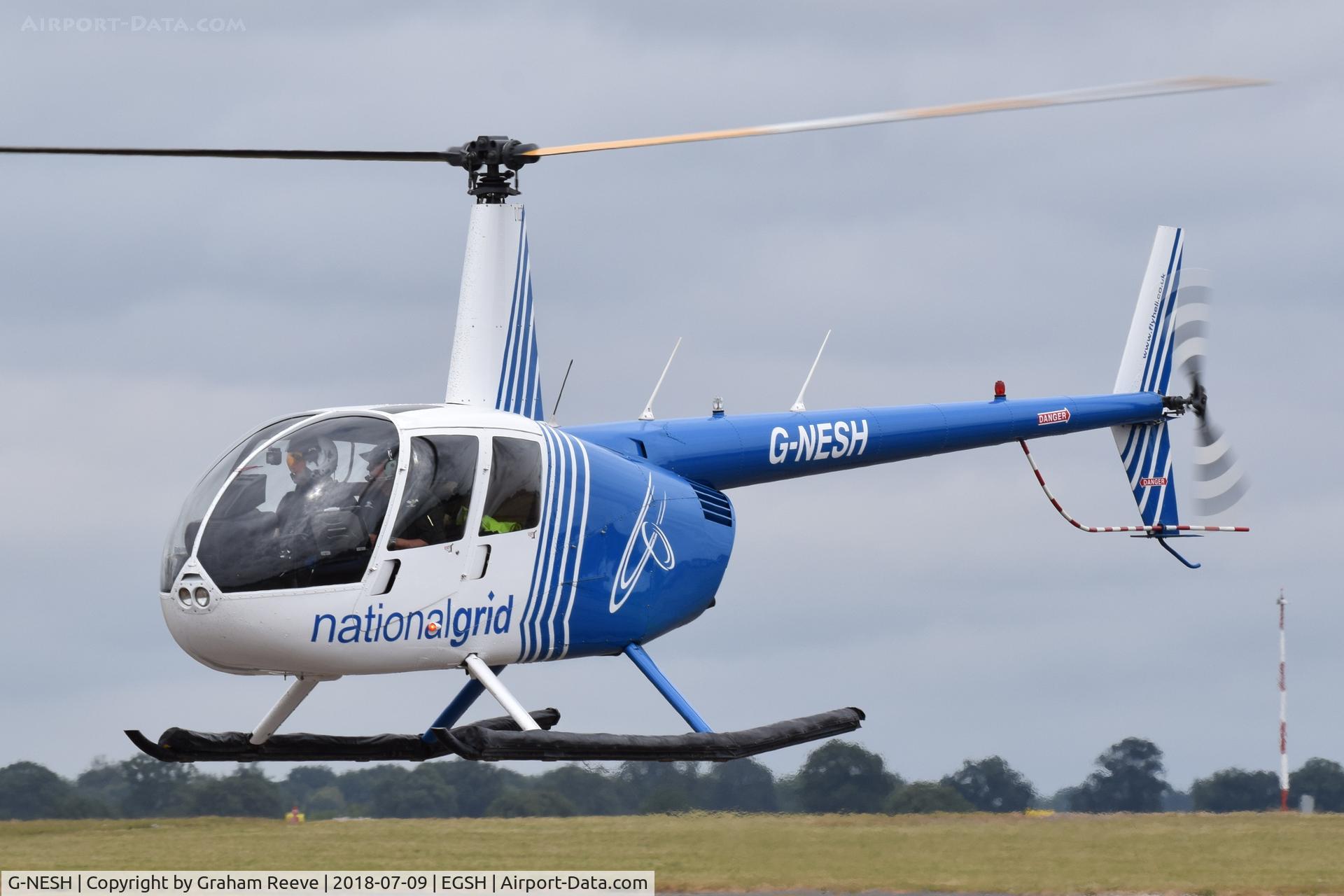 G-NESH, 2007 Robinson R44 Clipper II C/N 11609, Landing at Norwich.