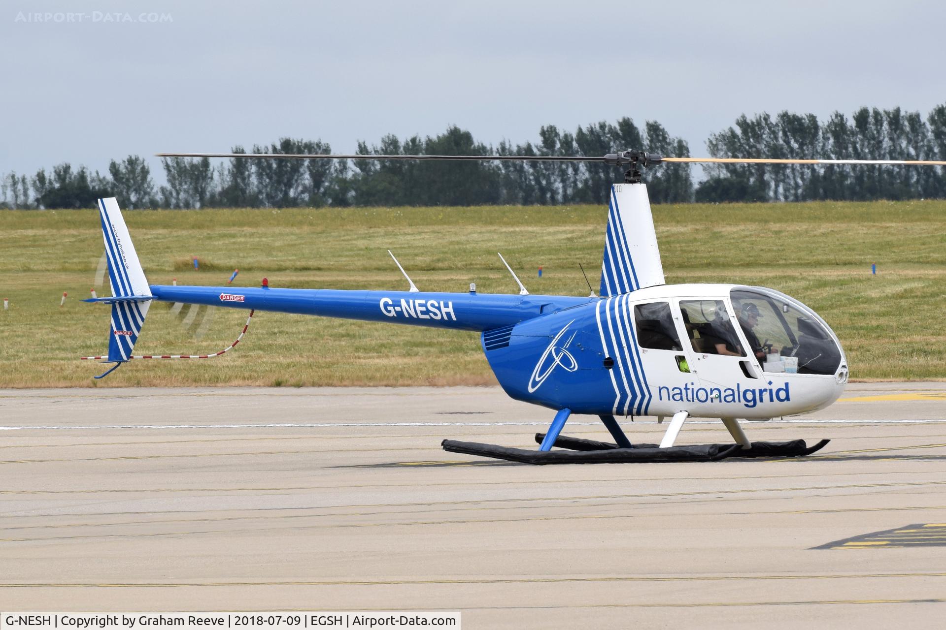 G-NESH, 2007 Robinson R44 Clipper II C/N 11609, Just landed at Norwich.