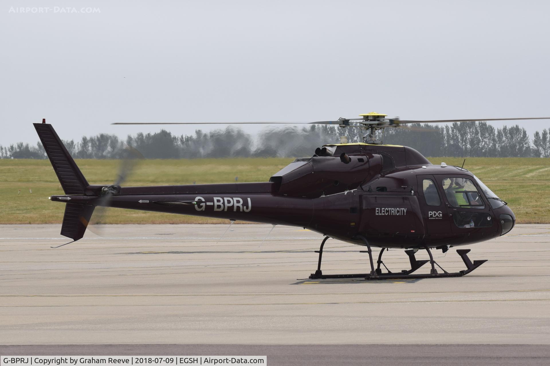 G-BPRJ, 1982 Aerospatiale AS-355F-1 Ecureuil 2 C/N 5201, About to depart from Norwich.