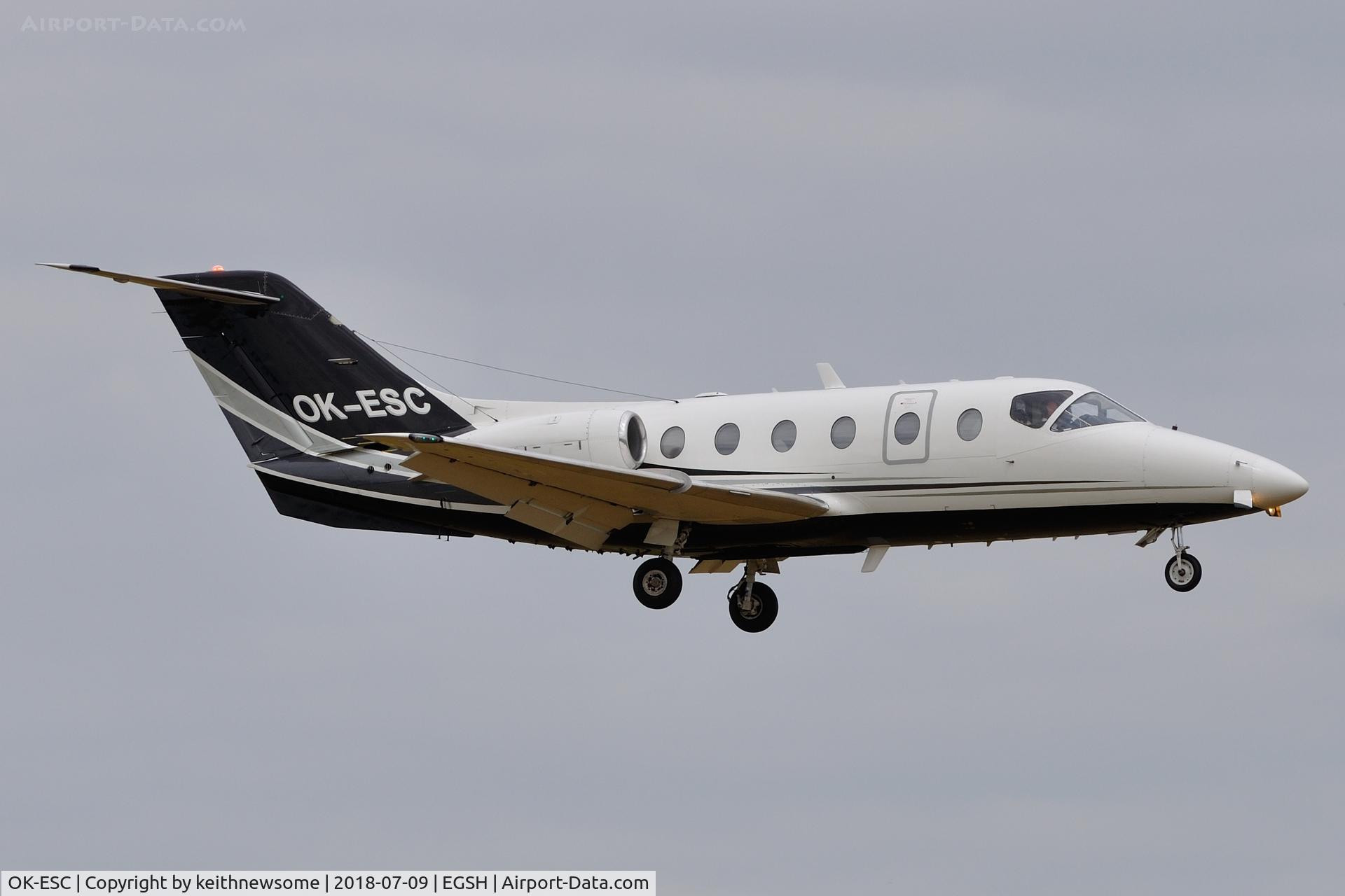 OK-ESC, 2000 Raytheon Beechjet 400A/Nextant N400XT C/N RK-295, Arriving at Norwich from Sardinia.