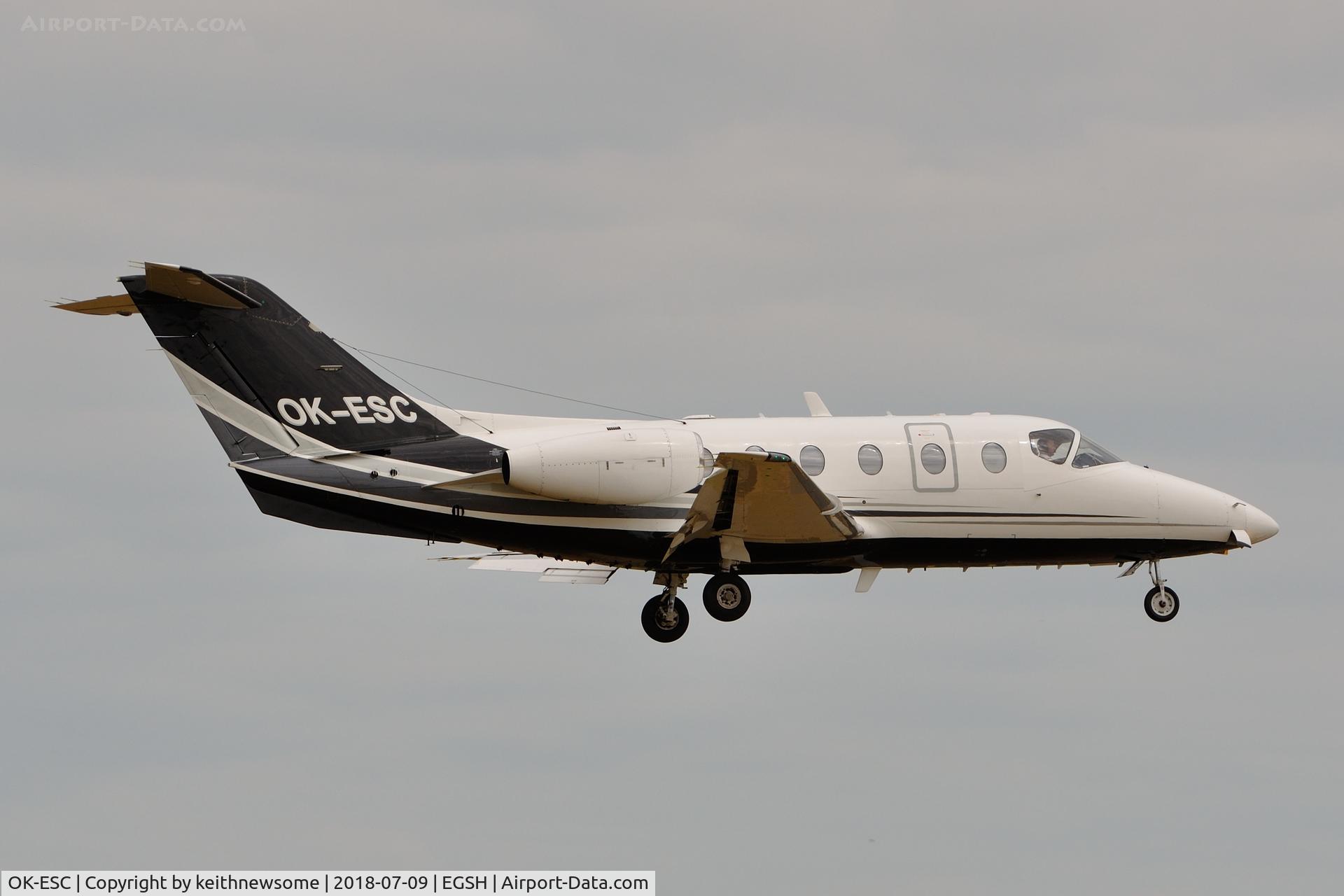 OK-ESC, 2000 Raytheon Beechjet 400A/Nextant N400XT C/N RK-295, Arriving at Norwich from Sardinia.