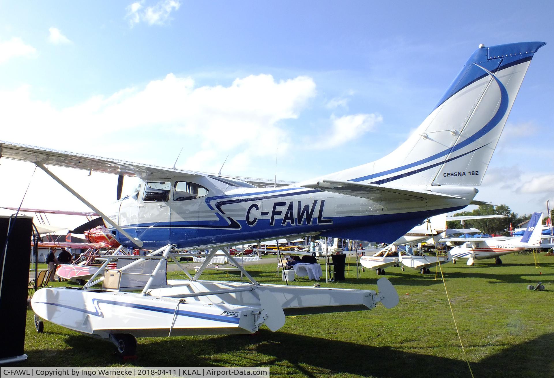 C-FAWL, 1986 Cessna 182R Skylane C/N 18268547, Cessna 182R Skylane 'Super Sealane' on amphibious floats at 2018 Sun 'n Fun, Lakeland FL