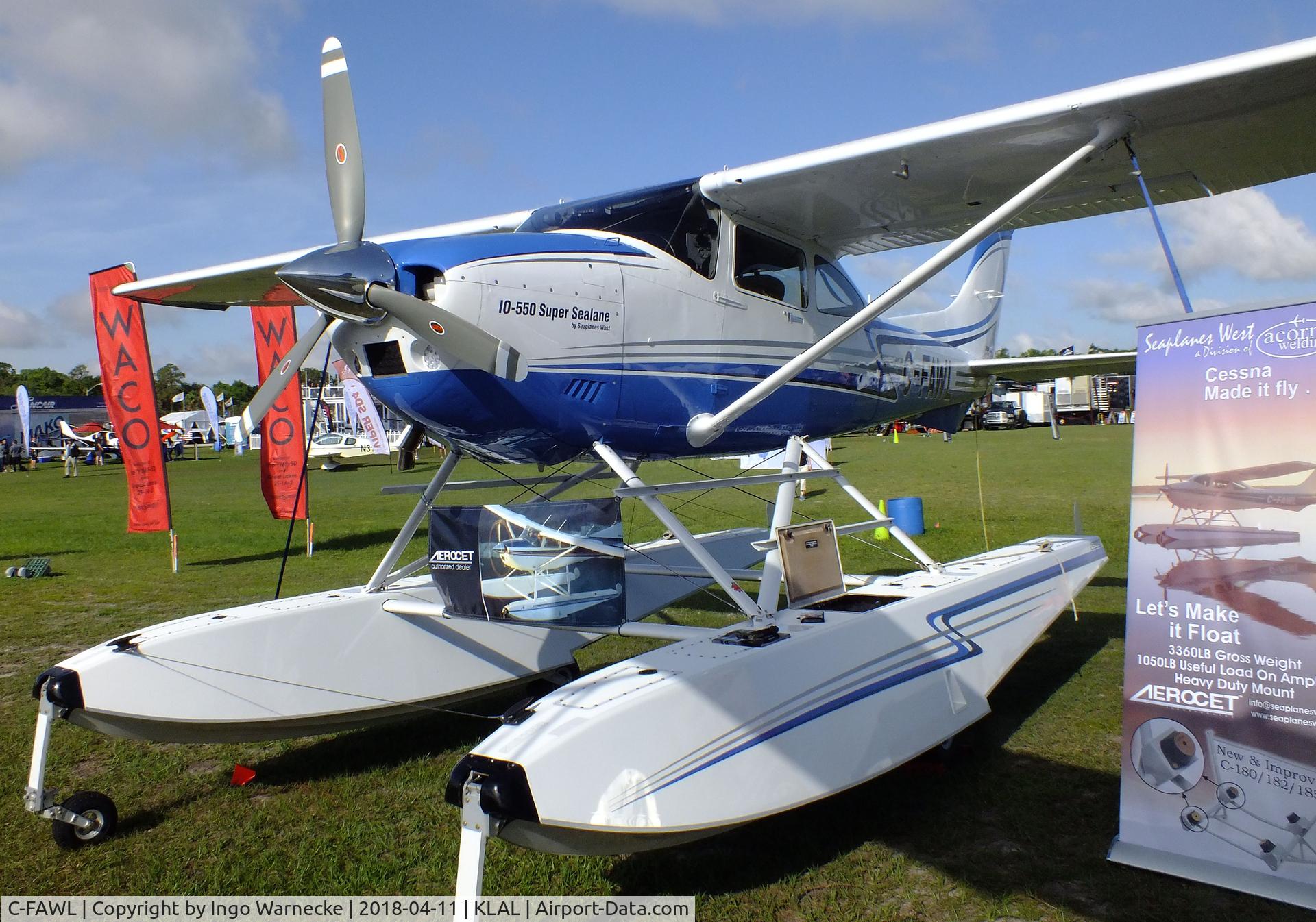 C-FAWL, 1986 Cessna 182R Skylane C/N 18268547, Cessna 182R Skylane 'Super Sealane' on amphibious floats at 2018 Sun 'n Fun, Lakeland FL