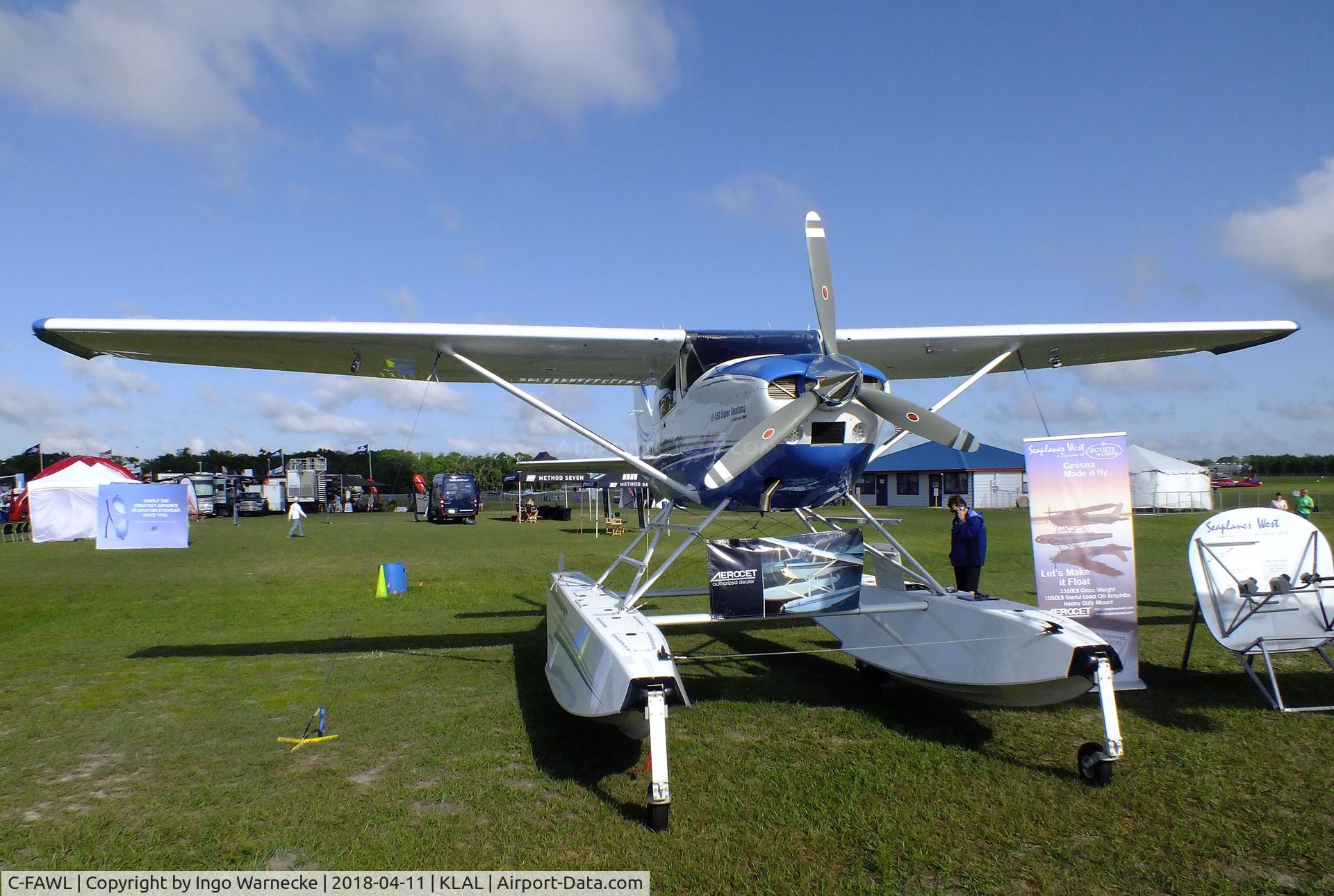 C-FAWL, 1986 Cessna 182R Skylane C/N 18268547, Cessna 182R Skylane 'Super Sealane' on amphibious floats at 2018 Sun 'n Fun, Lakeland FL