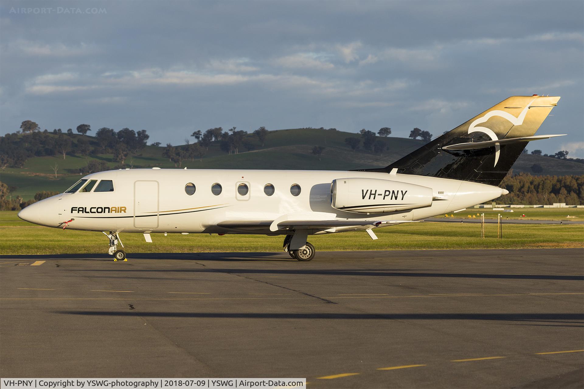 VH-PNY, 1976 Dassault Falcon (Mystere) 20F-5 C/N 357, FalconAir (VH-PNY) Dassault Falcon 20F-5 at Wagga Wagga Airport
