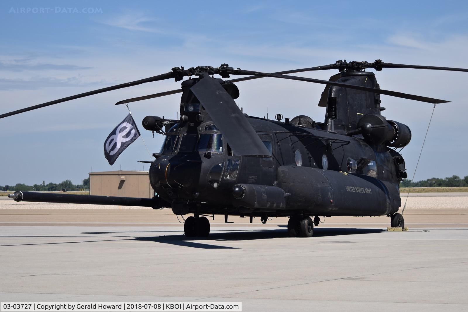03-03727, 2003 Boeing MH-47G Chinook C/N M.3727, 160th Special Operations Aviation Regiment (SOAR)
“Night Stalkers”, 4th BN, Joint Base Lewis-McChord, WA.