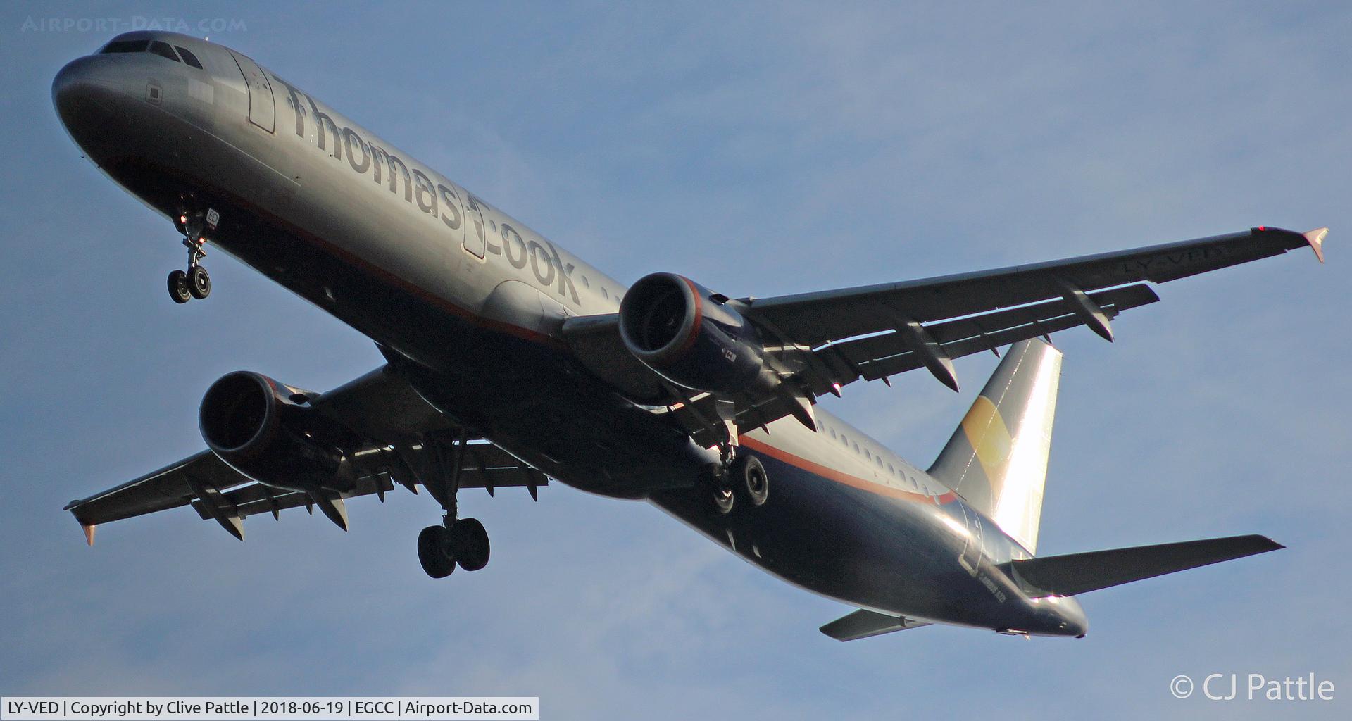 LY-VED, 2007 Airbus A321-211 C/N 3334, Landing at EGCC
