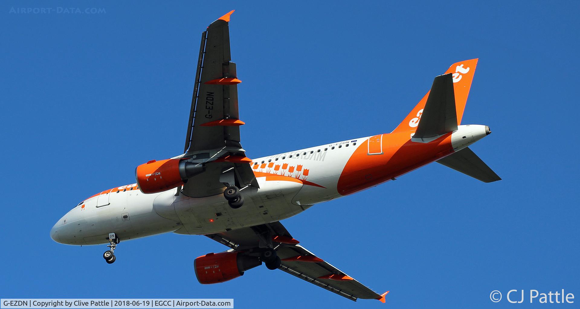 G-EZDN, 2008 Airbus A319-111 C/N 3569, Landing at EGCC