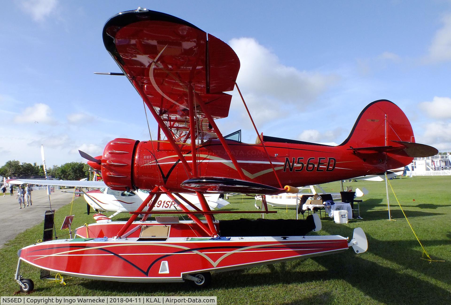 N56ED, 1998 Waco YMF-F5C C/N F5C082, Waco YMF-F5C on amphibious floats at 2018 Sun 'n Fun, Lakeland FL