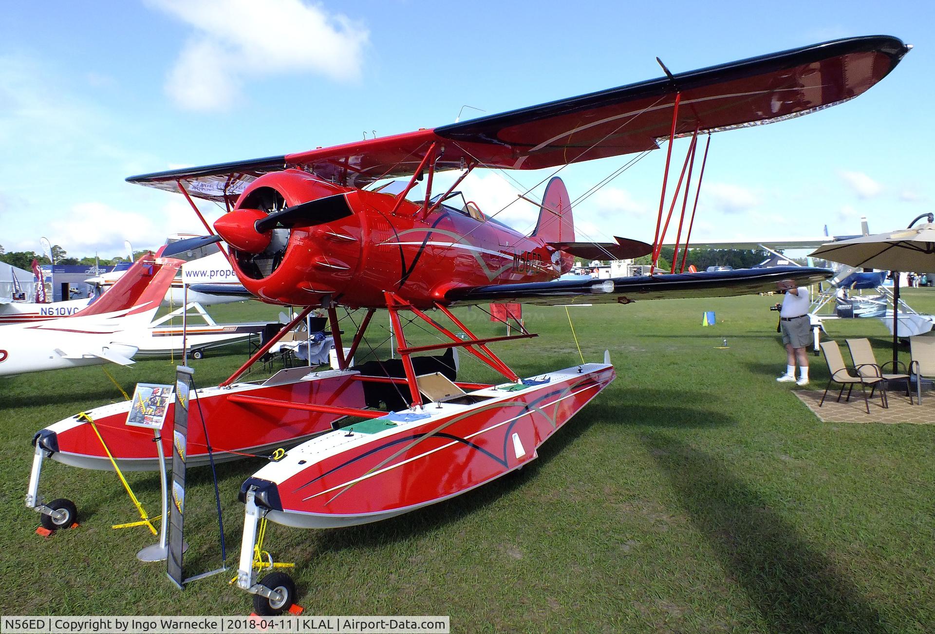 N56ED, 1998 Waco YMF-F5C C/N F5C082, Waco YMF-F5C on amphibious floats at 2018 Sun 'n Fun, Lakeland FL