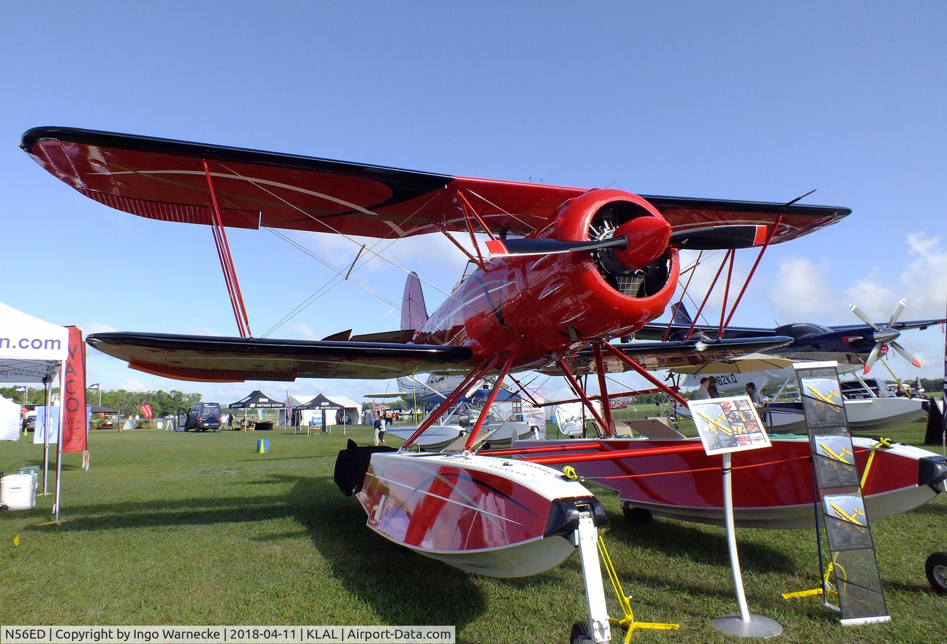 N56ED, 1998 Waco YMF-F5C C/N F5C082, Waco YMF-F5C on amphibious floats at 2018 Sun 'n Fun, Lakeland FL