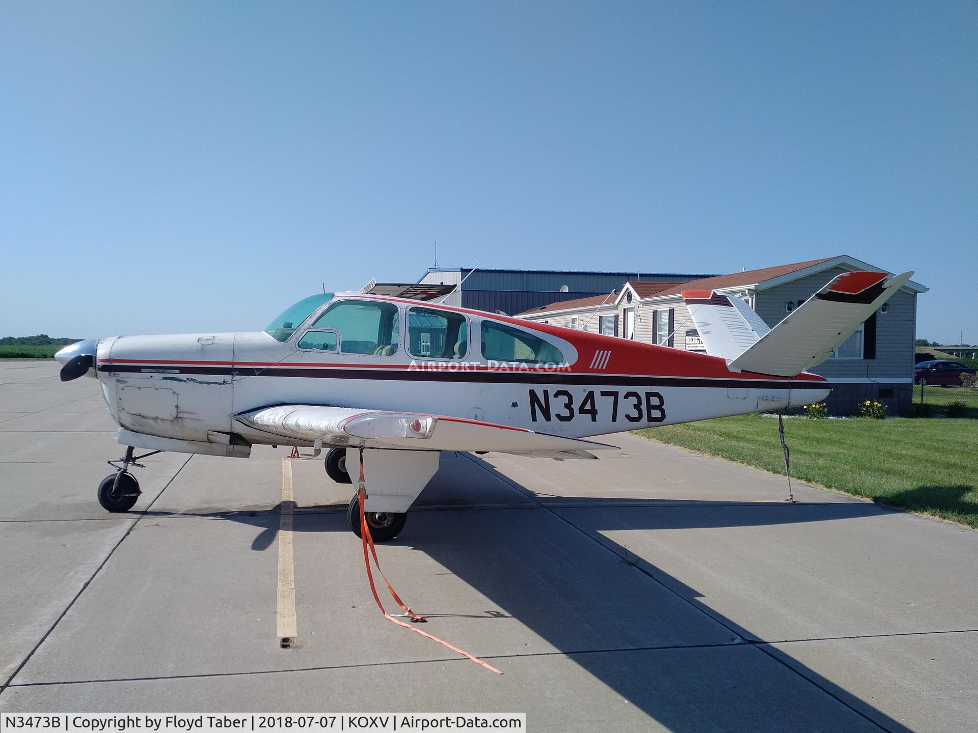 N3473B, 1954 Beech E35 C/N D-3699, Tied down on the ramp