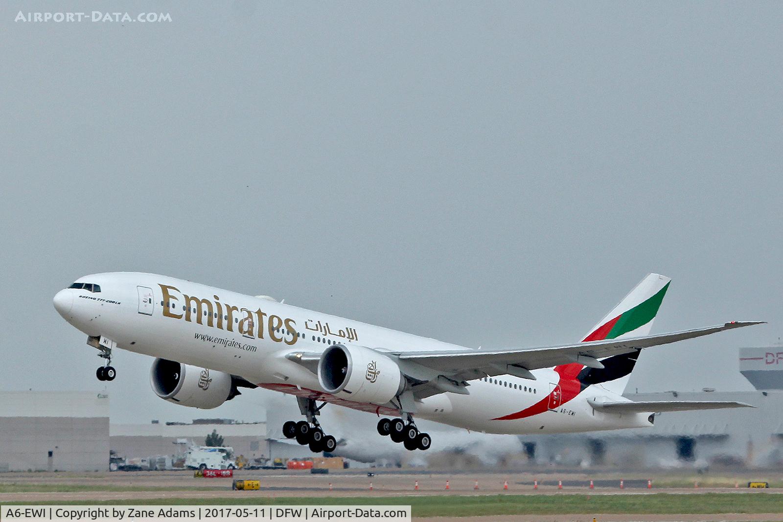 A6-EWI, 2008 Boeing 777-21H/LR C/N 35589, Departing DFW Airport