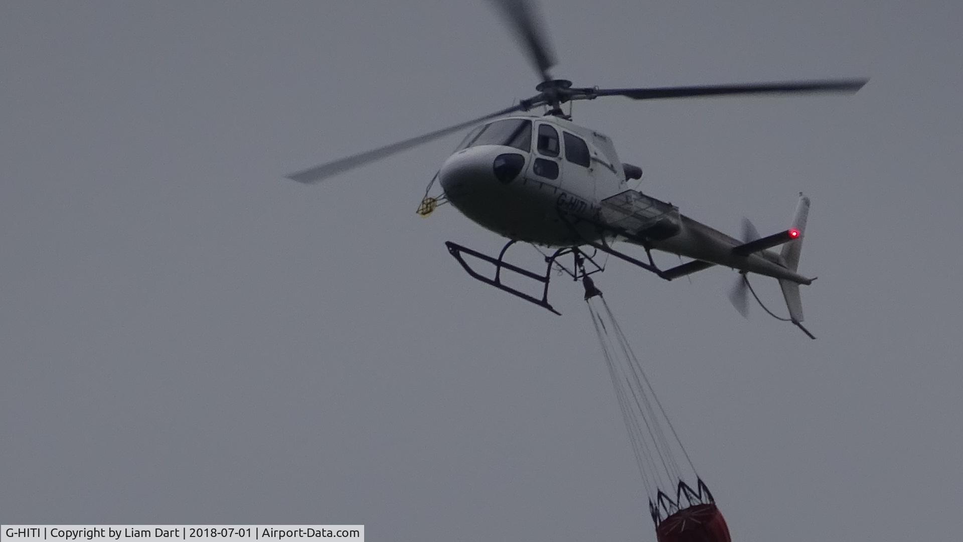 G-HITI, 2016 Airbus Helicopters AS-350B-3 Ecureuil C/N 8239, Fire fighting with S.W.F.R.S. Tonypandy, Rhondda July 2018.