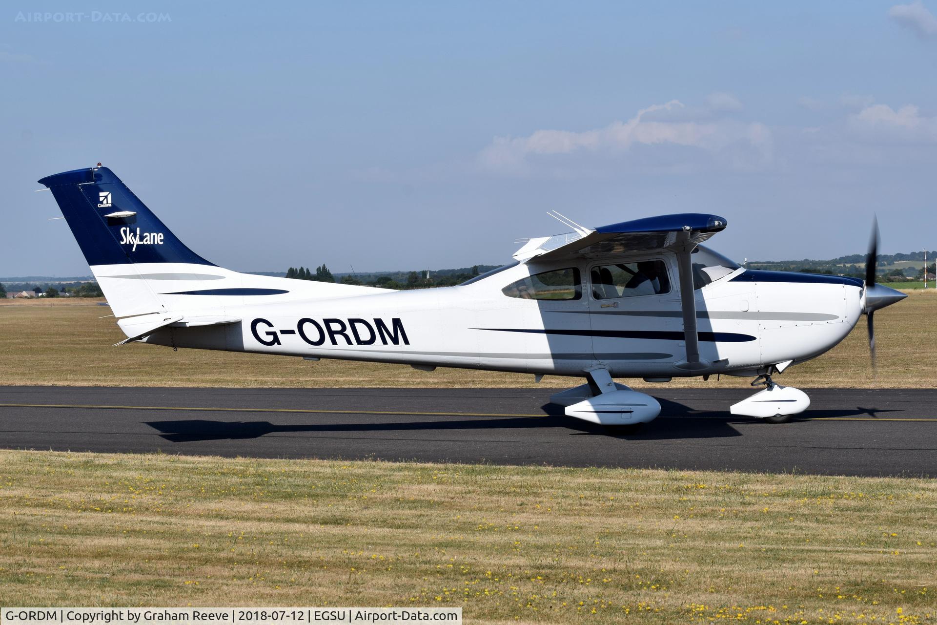 G-ORDM, 2003 Cessna 182T Skylane C/N 18281206, Departing from Duxford.