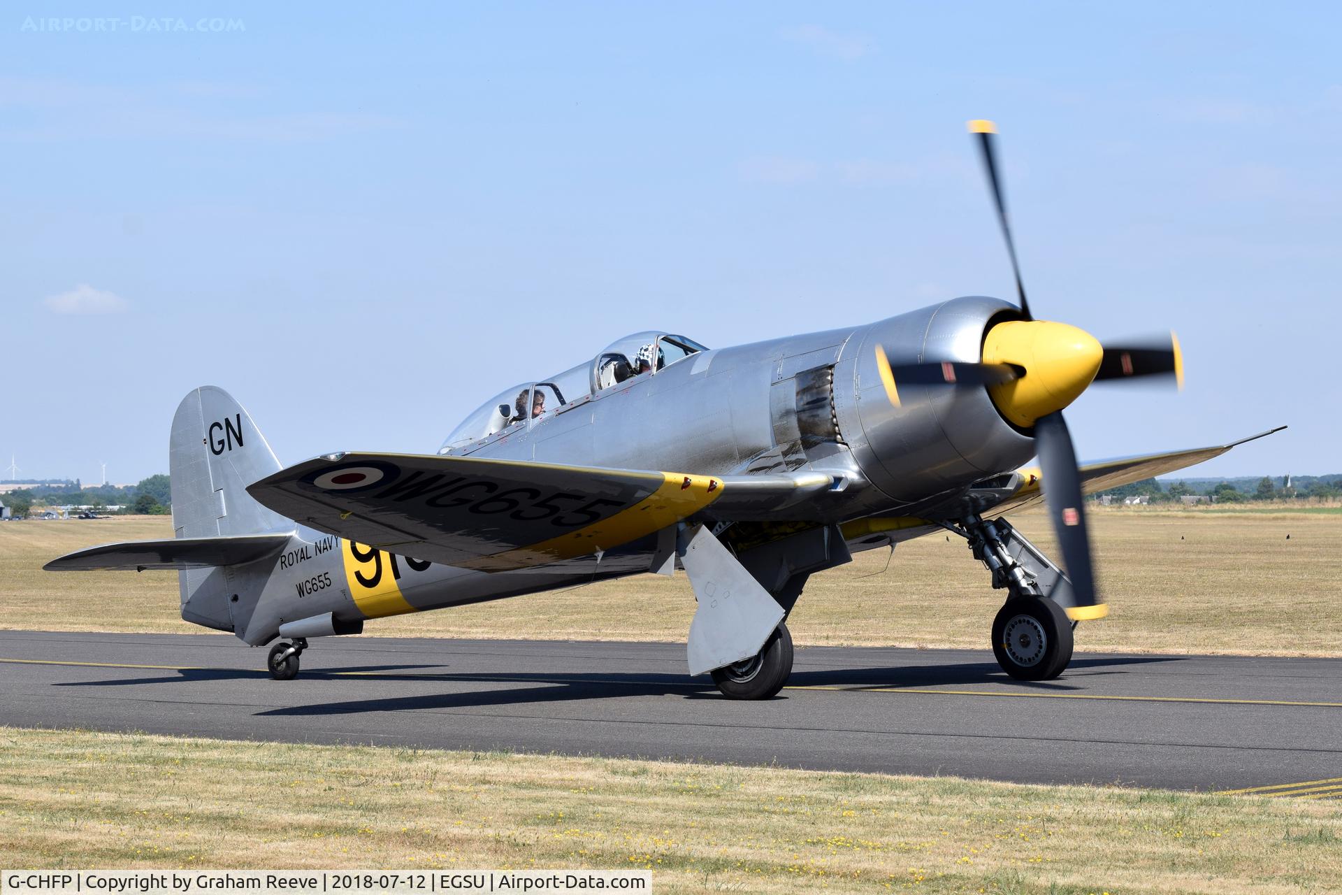 G-CHFP, 1952 Hawker Sea Fury T.20 C/N 41H/636070, About to depart for a practice display.