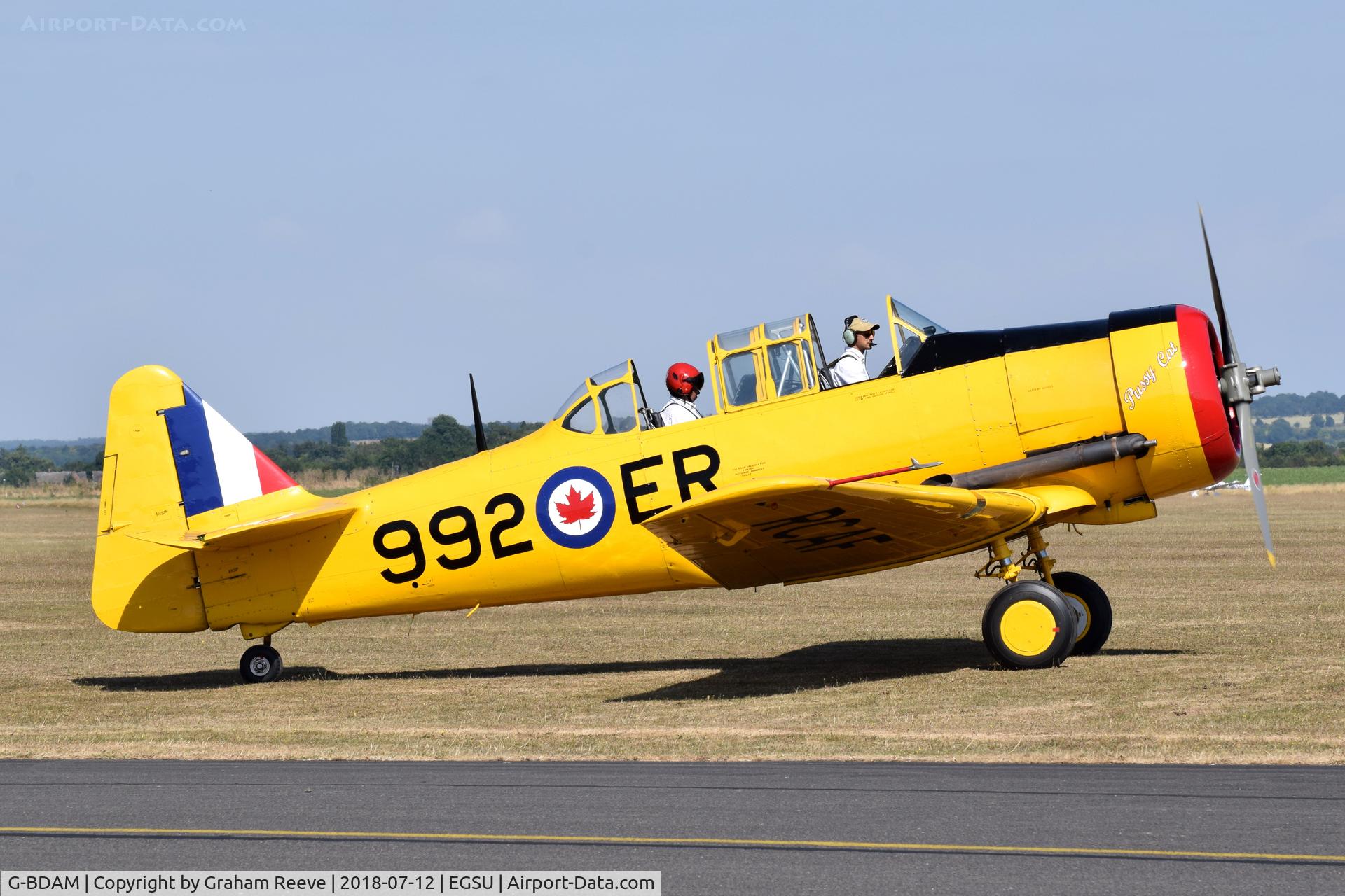 G-BDAM, 1943 Noorduyn AT-16 Harvard IIB C/N 14-726, About to depart from Duxford.