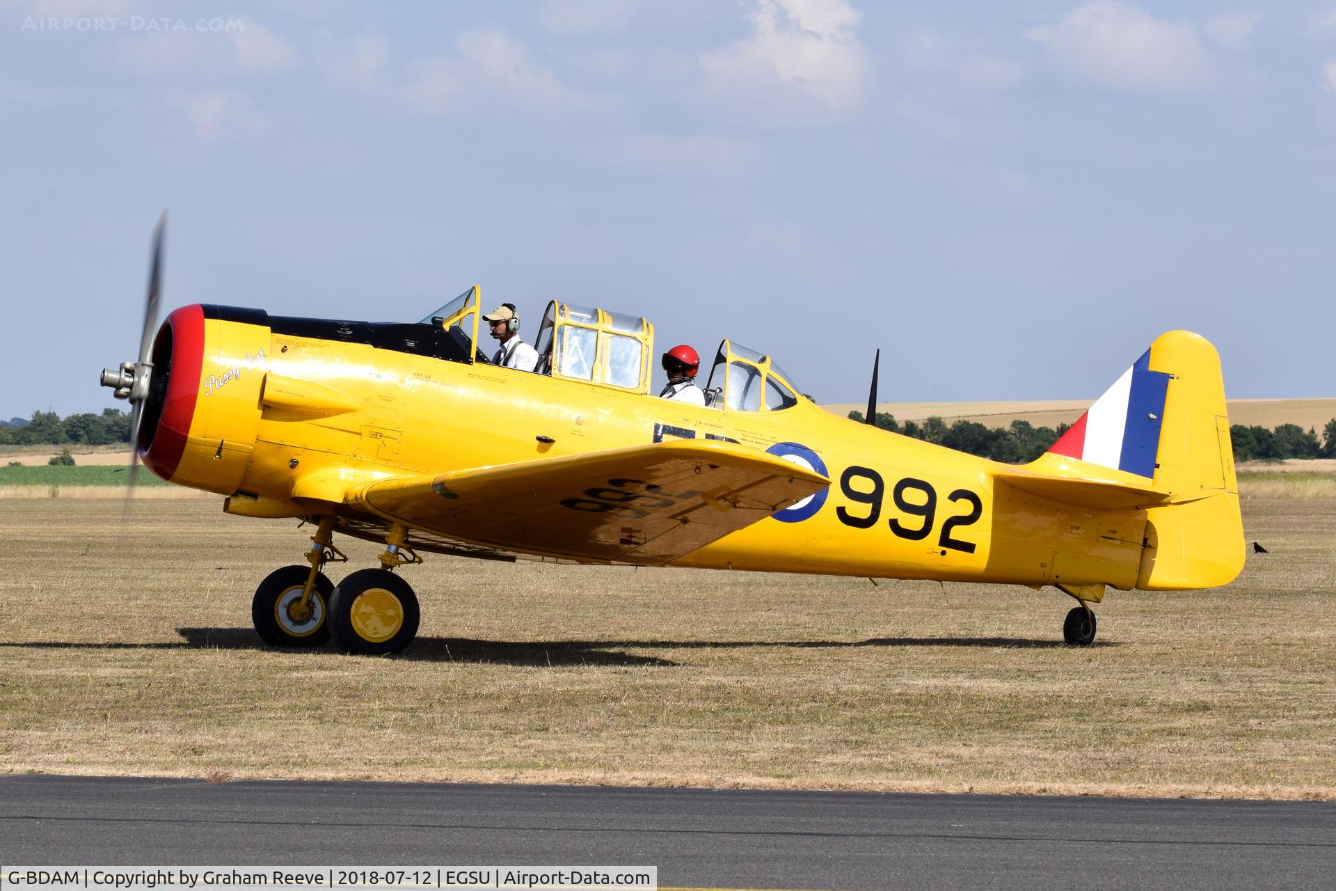 G-BDAM, 1943 Noorduyn AT-16 Harvard IIB C/N 14-726, About to depart from Duxford.