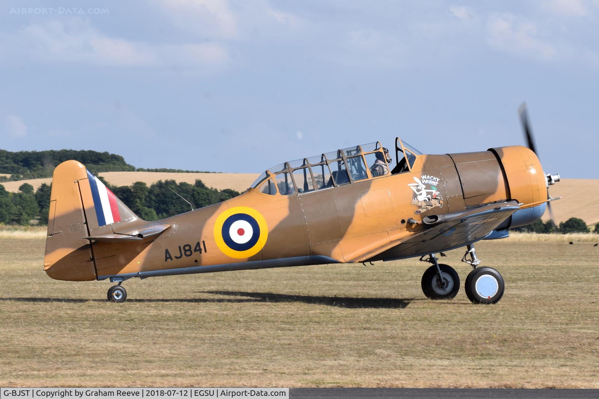G-BJST, 1953 Canadian Car & Foundry T-6H Harvard Mk.4M C/N 14A-2429, About to depart from Duxford.