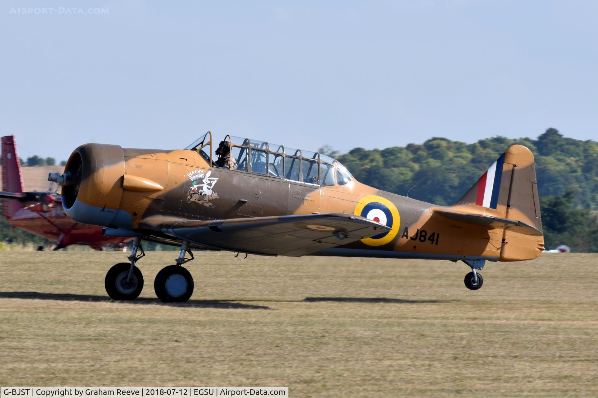 G-BJST, 1953 Canadian Car & Foundry T-6H Harvard Mk.4M C/N 14A-2429, Departing from Duxford.